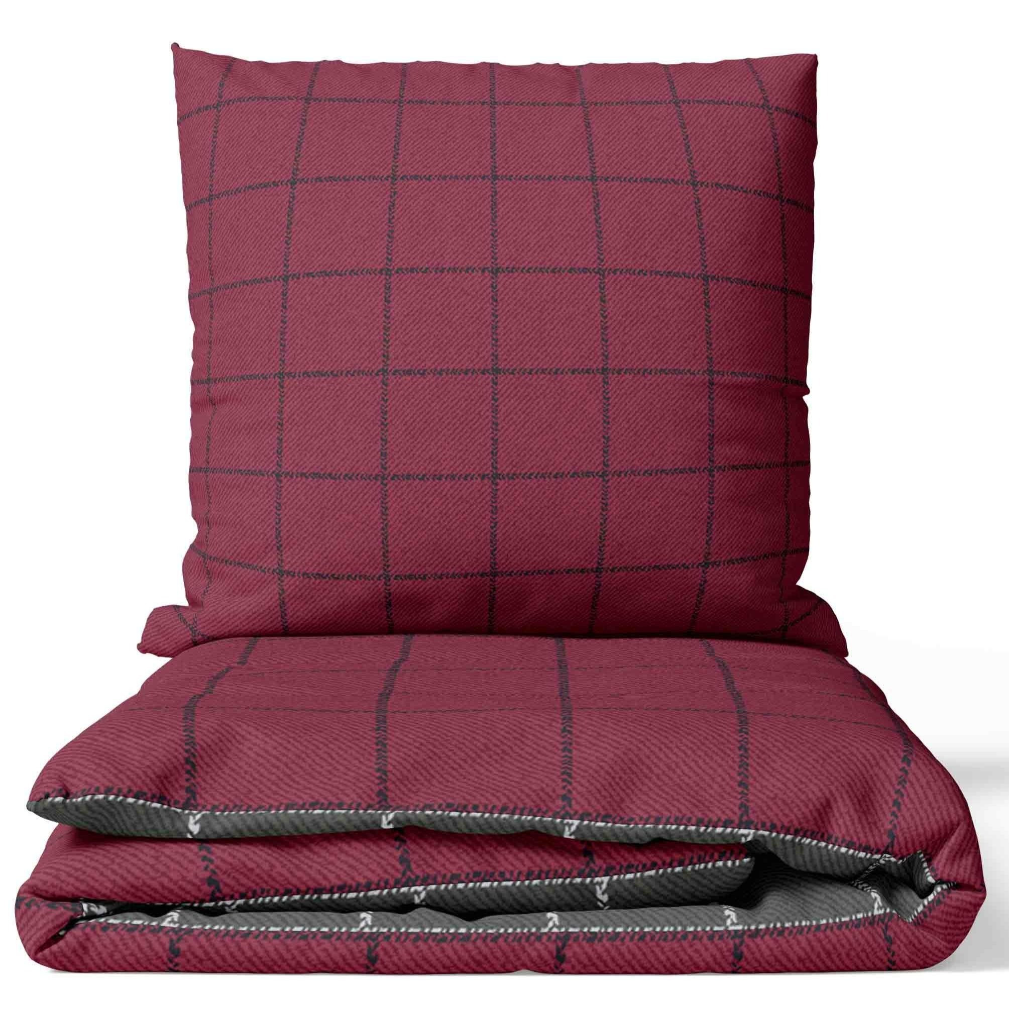 Image of Modern Simple Cotton Checkered Bedding Set With Reinforced Gray, Pink, Petrol, And Checkered Reversible Side, 80x80 Cm Pillowcase With Zipper