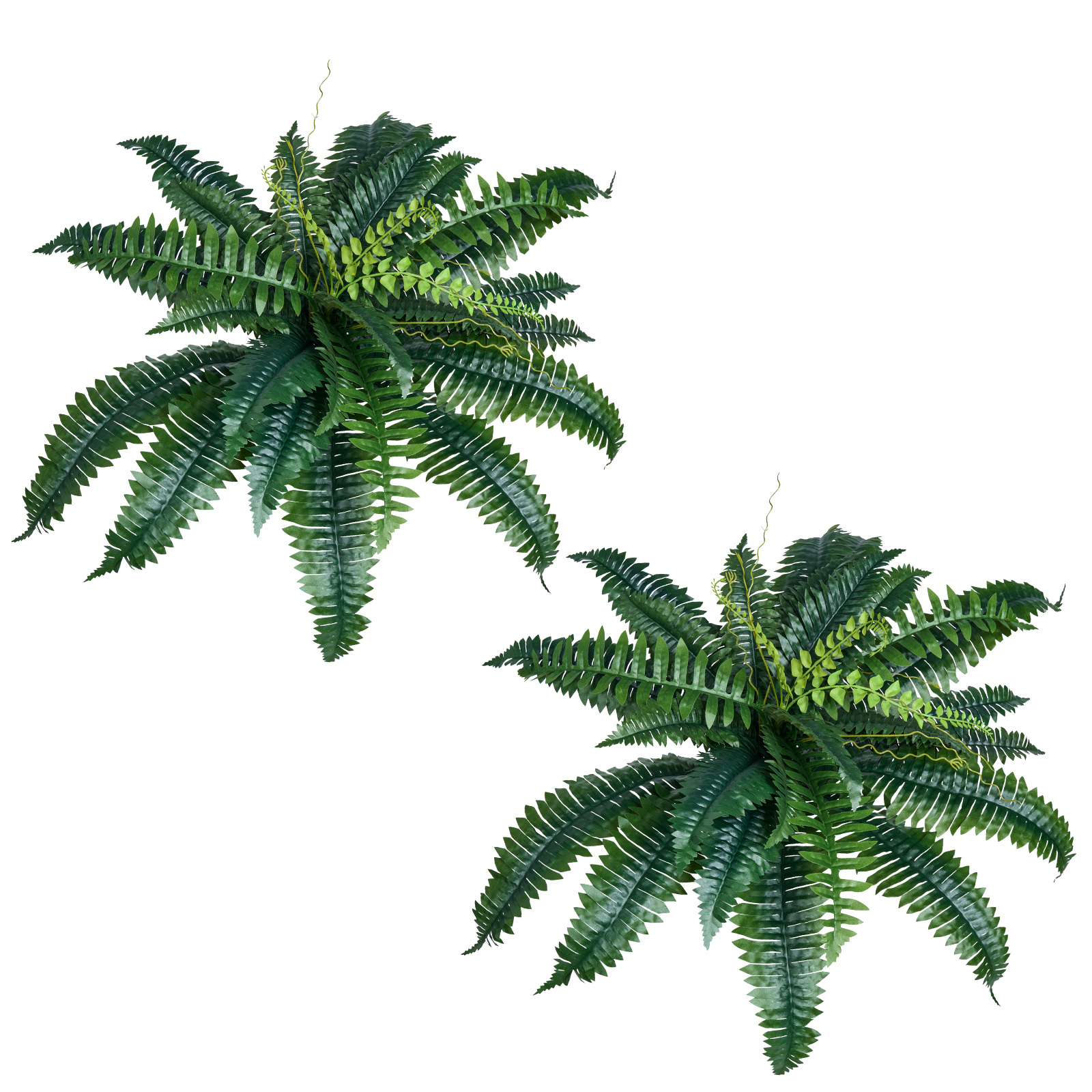 Vevor 2pcs Artificial Boston Ferns Plastic Fern 30 Branches Indoor Outdoor Decor