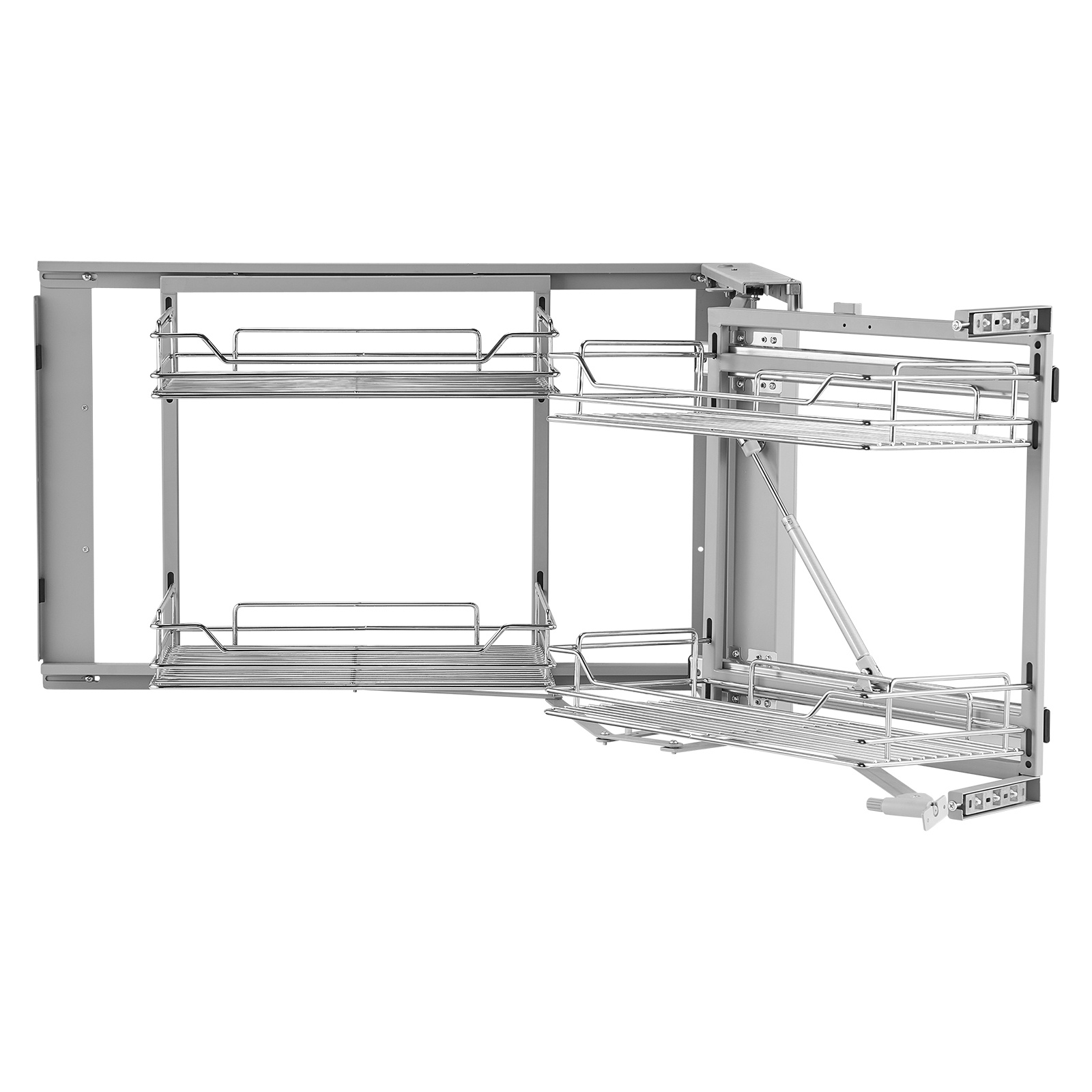 Vevor 2 Tier Blind Corner Pull Out Organizer Chrome Kitchen Cabinet Basket