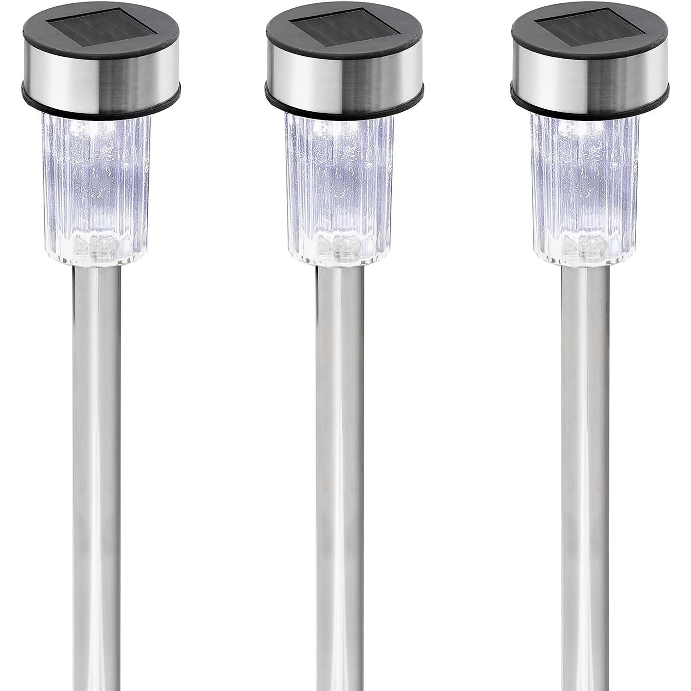 TEMU Globrite Pack Of 10 Solar Lights Outdoor Garden – Waterproof Stainless Steel Led Solar Garden Lights With Stake For Pathway, Driveway, Patio,
