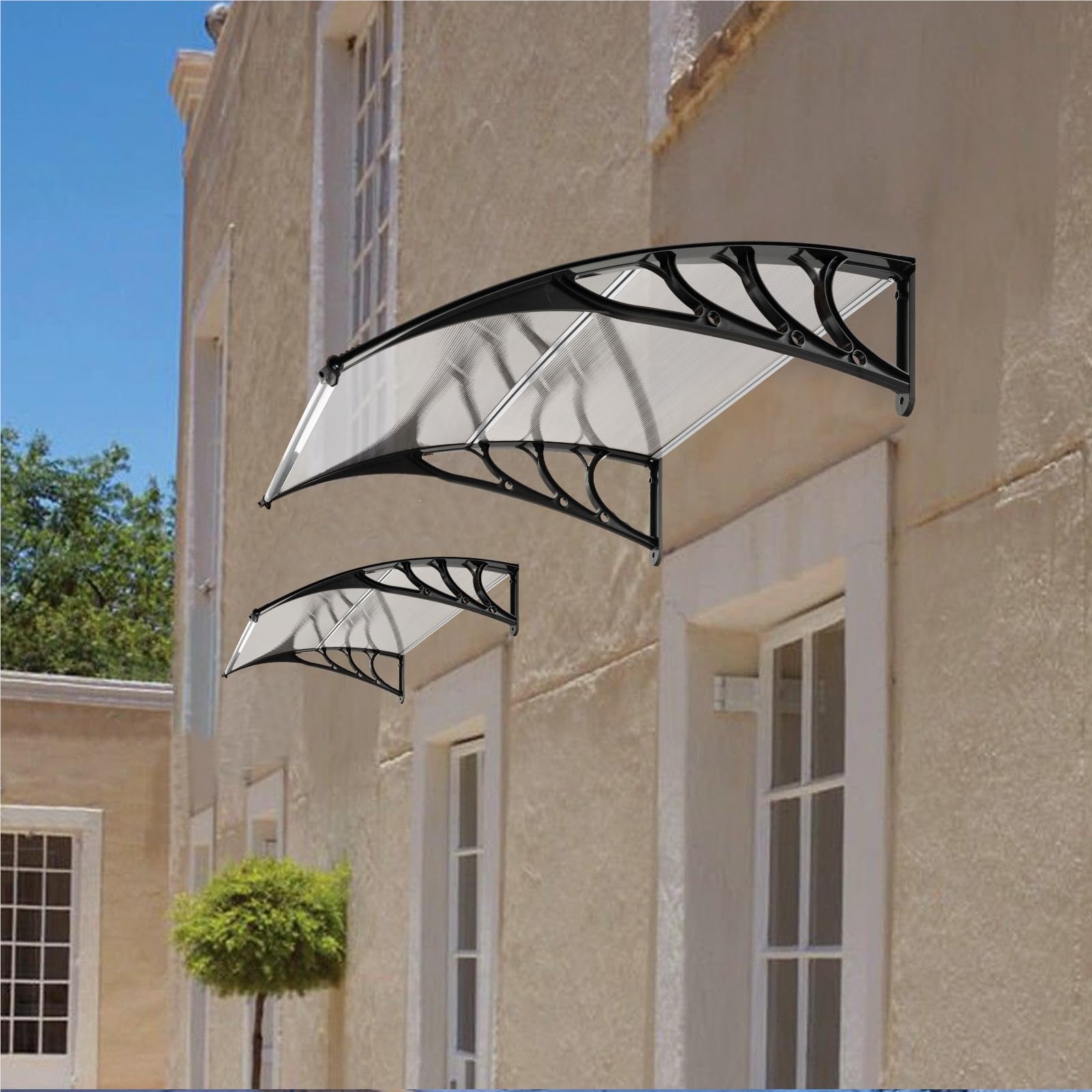 Image of Canopy For Front Door 102 Cm, Roofing Made Of Aluminum And Polycarbonate, Transparent Roof Canopy, Front Door Canopy, Roof Canopy, Front Door Roof, Entrance Canopy, Silvery