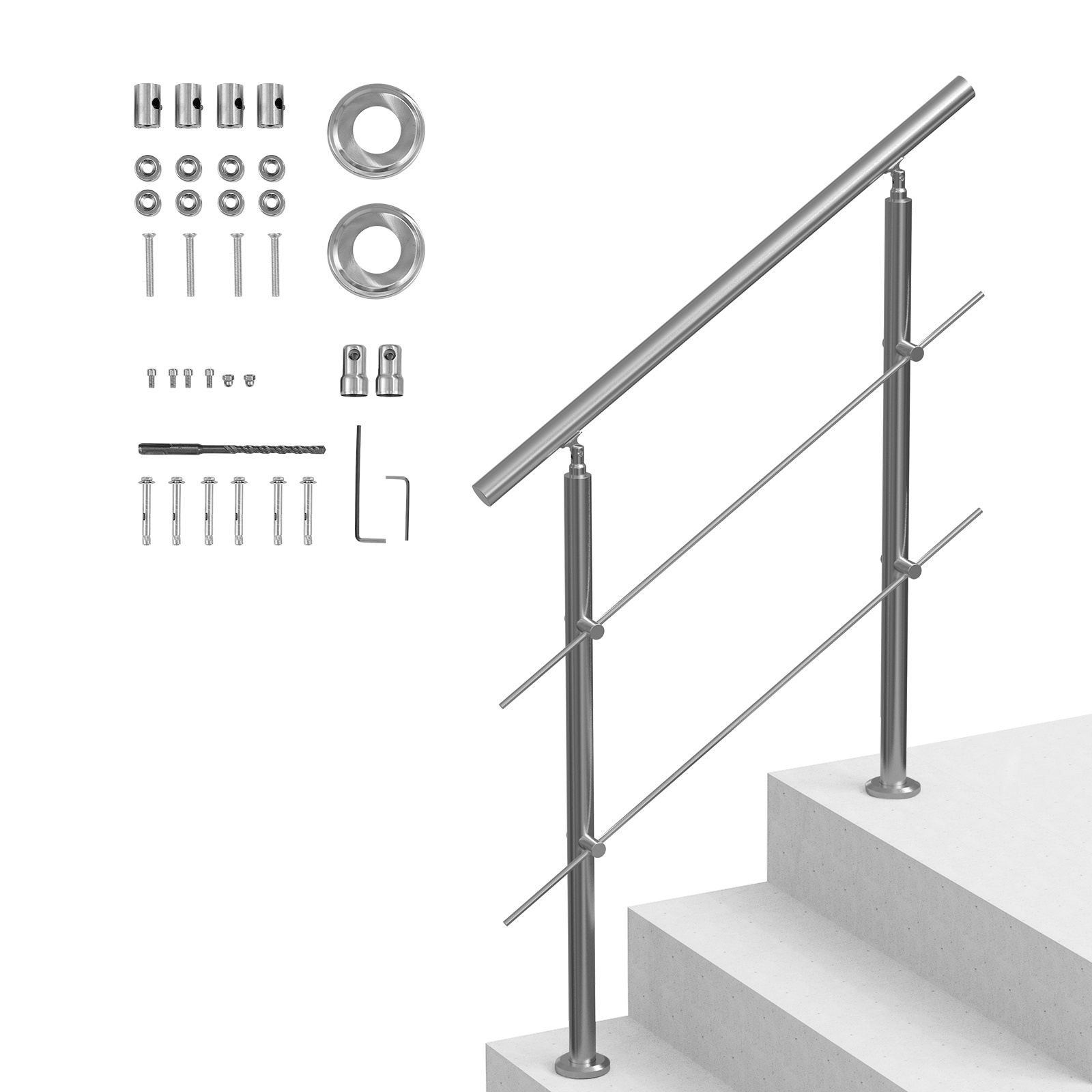 TEMU VEVOR 39.4in Barandillas para Escaleras al 2 Barras para Porche y Deck