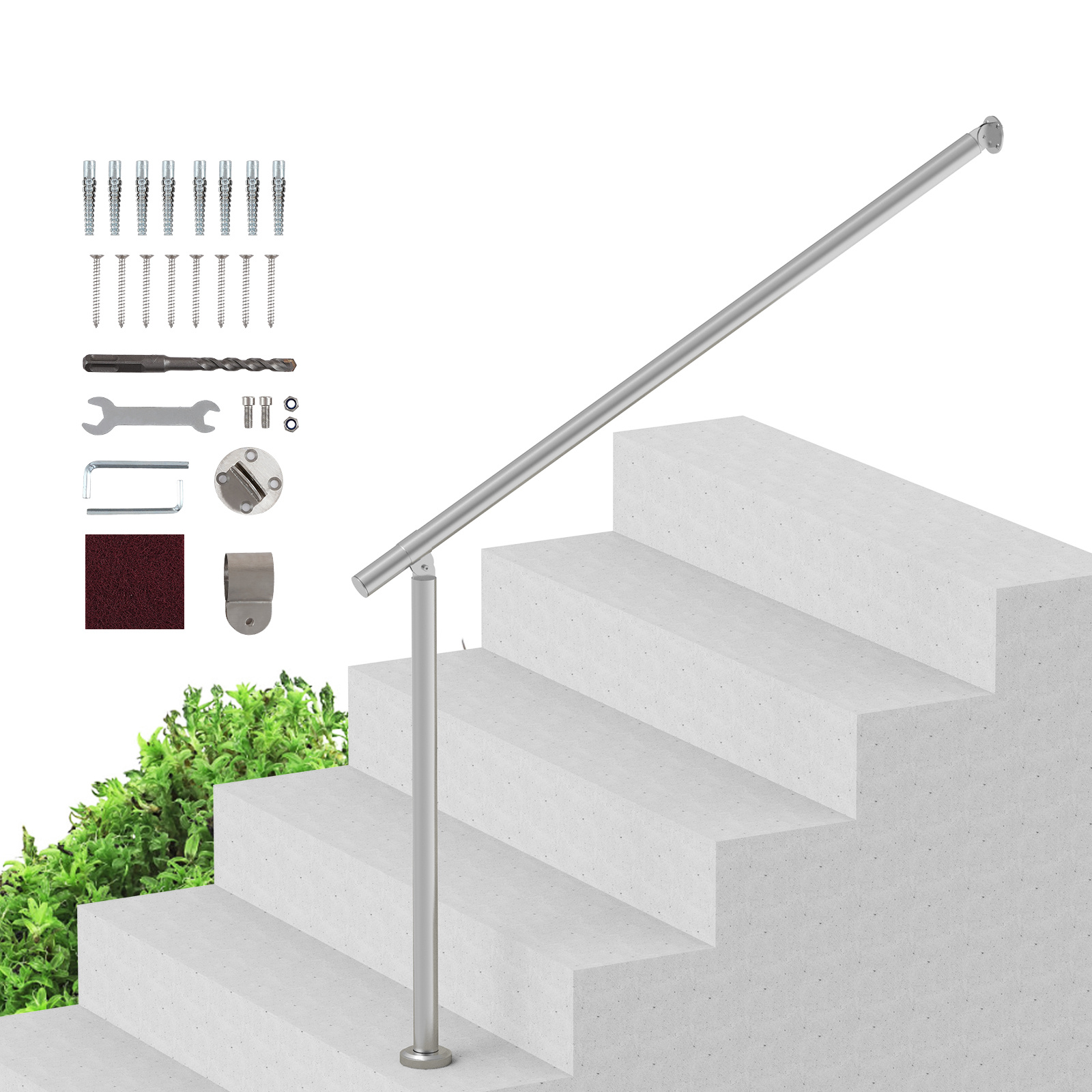 Vevor 47.3in 120cm Handrails For Outdoor Steps For Porch Deck Stainless Steel