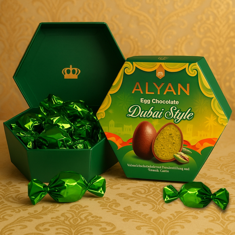 Dubai-style Egg Truffles With Whole Milk Chocolate, Pistachio Cream, And Crunchy Kunafa In A Truffle Box