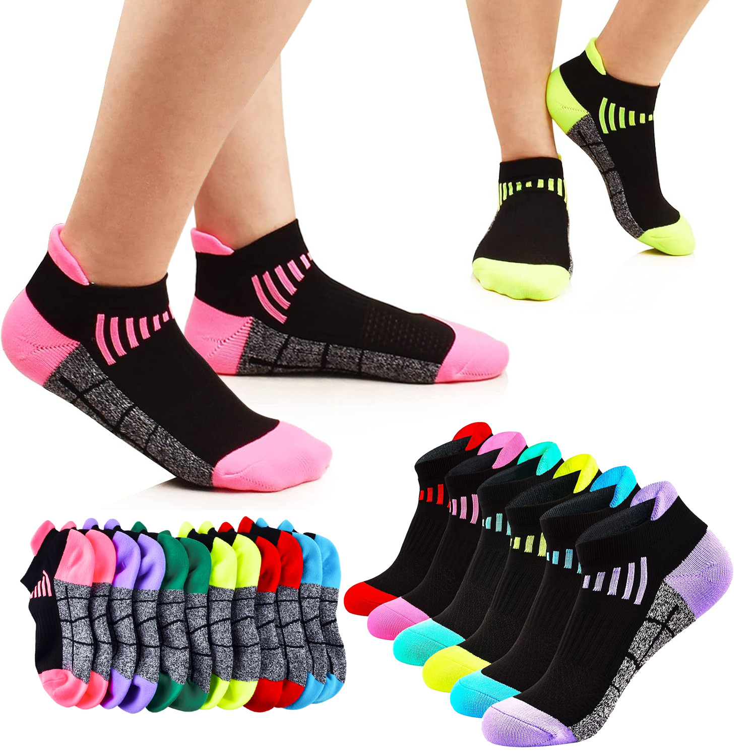 TEMU 6 di calzini da sneaker da donna, calzini estivi alla caviglia , calzini sportivi traspiranti, calzini corti da , taglie da donna 35-38 39-42