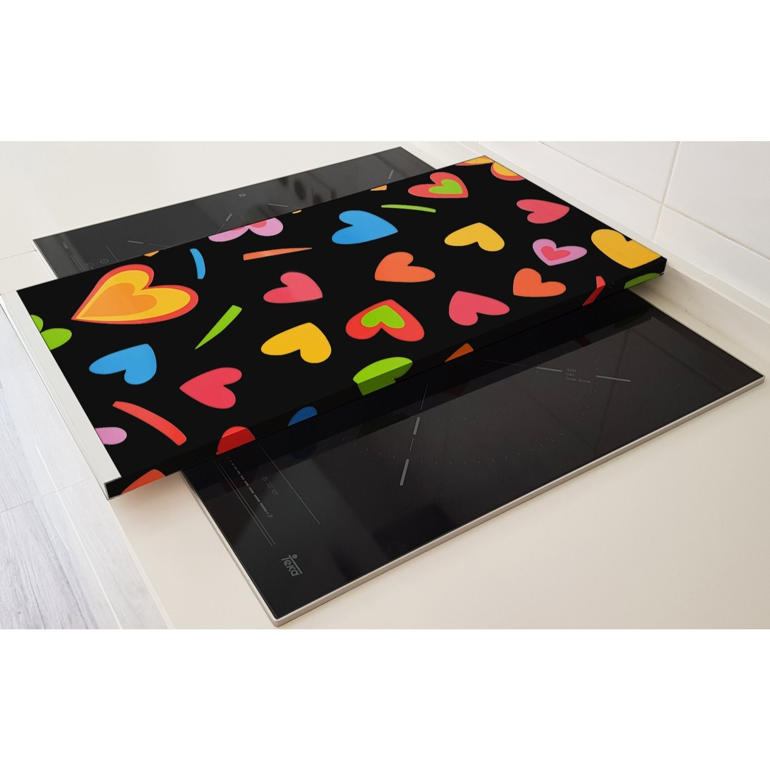 TEMU TABLA CON RUEDAS PARA MOVER DESPLAZAR TRANSPORTAR CUISINE TM5 TM6 CORAZONES COLORIDOS NEGRO