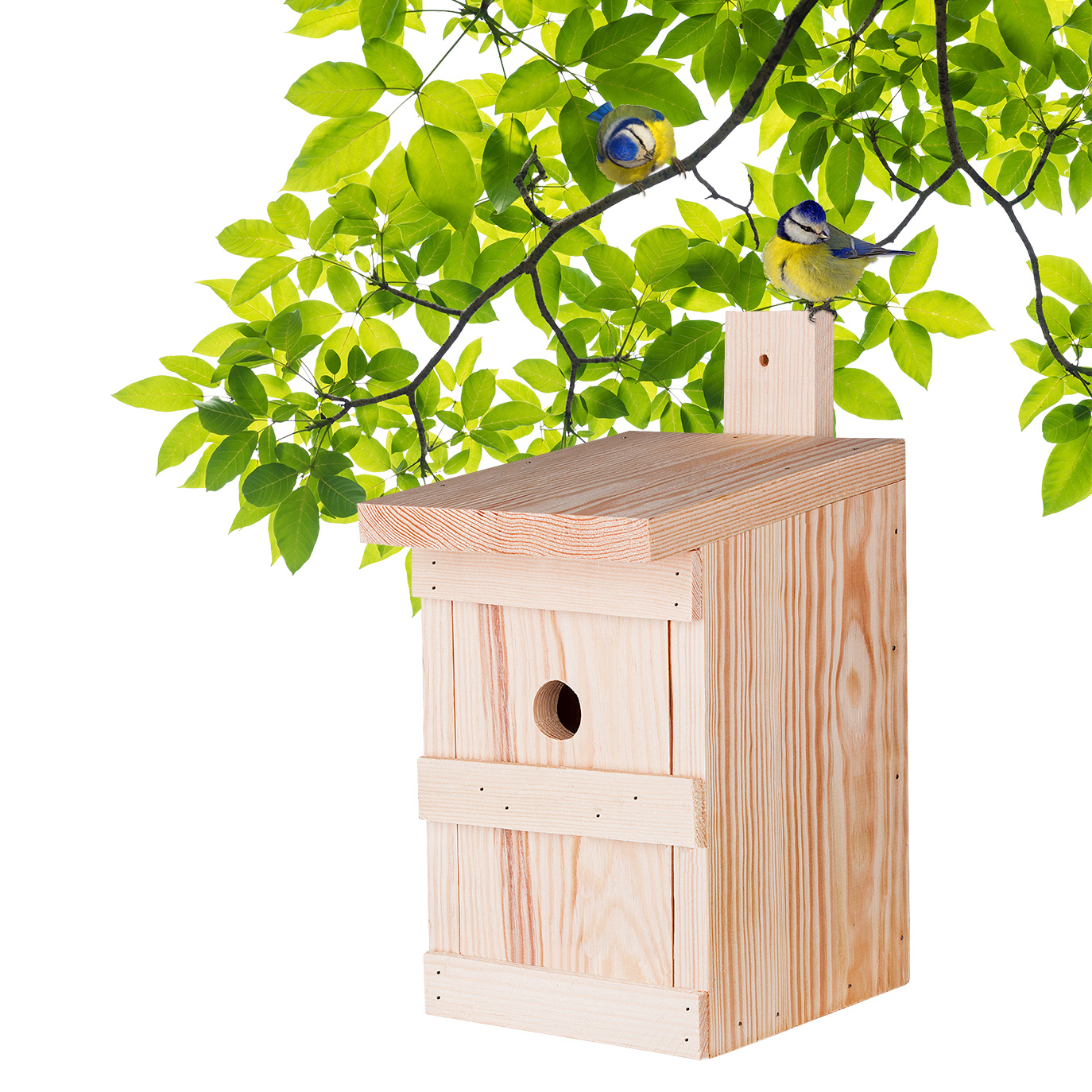 Image of Nesting Box For & Small Birds - Birdhouse Made Of Solid Wood - 27x17x17cm - Handmade Breeding Box In Europe - Weatherproof Tit Box With 28mm Entrance Hole