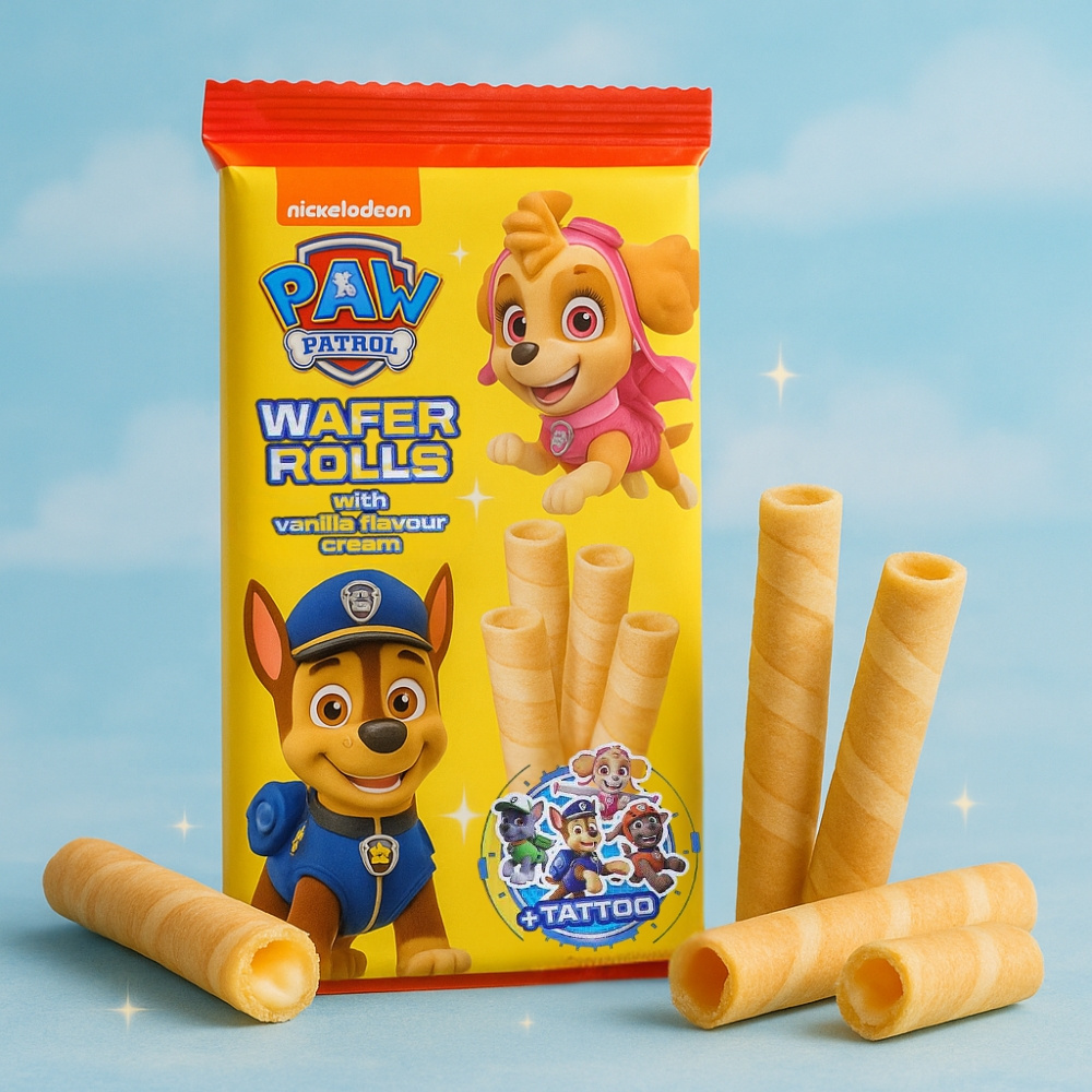 E-shop NICKELODEON PAW PATROL WAFFER ROLLS VANILLA - Waffelröllchen mit Vanillecreme