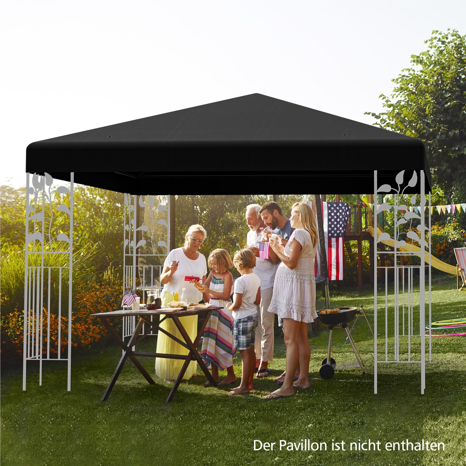 Replacement Roof For 3 X , Roof Replacement Cover Withfasteners, Stable And Water-repellent Single Roof For Garden (black)