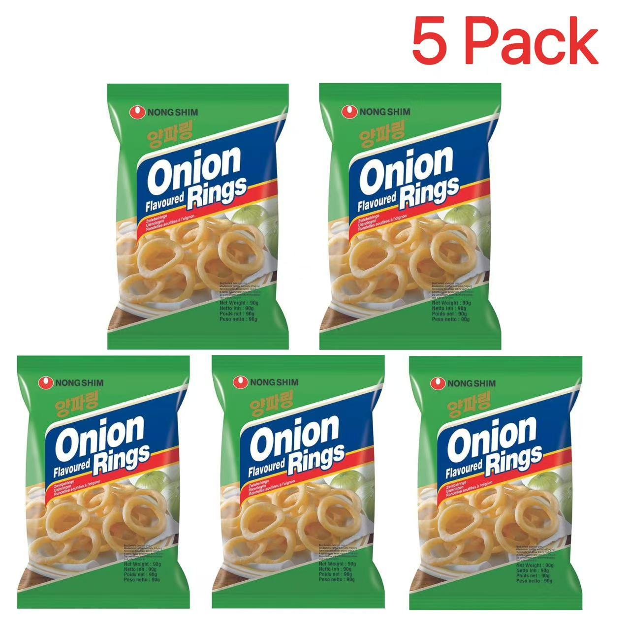 5-pack Nongshim Onion Rings 5×50g - Crispy Onion Ring Snack - Spicy Chips - Party Snack - Asian Snacks - Bulk Pack