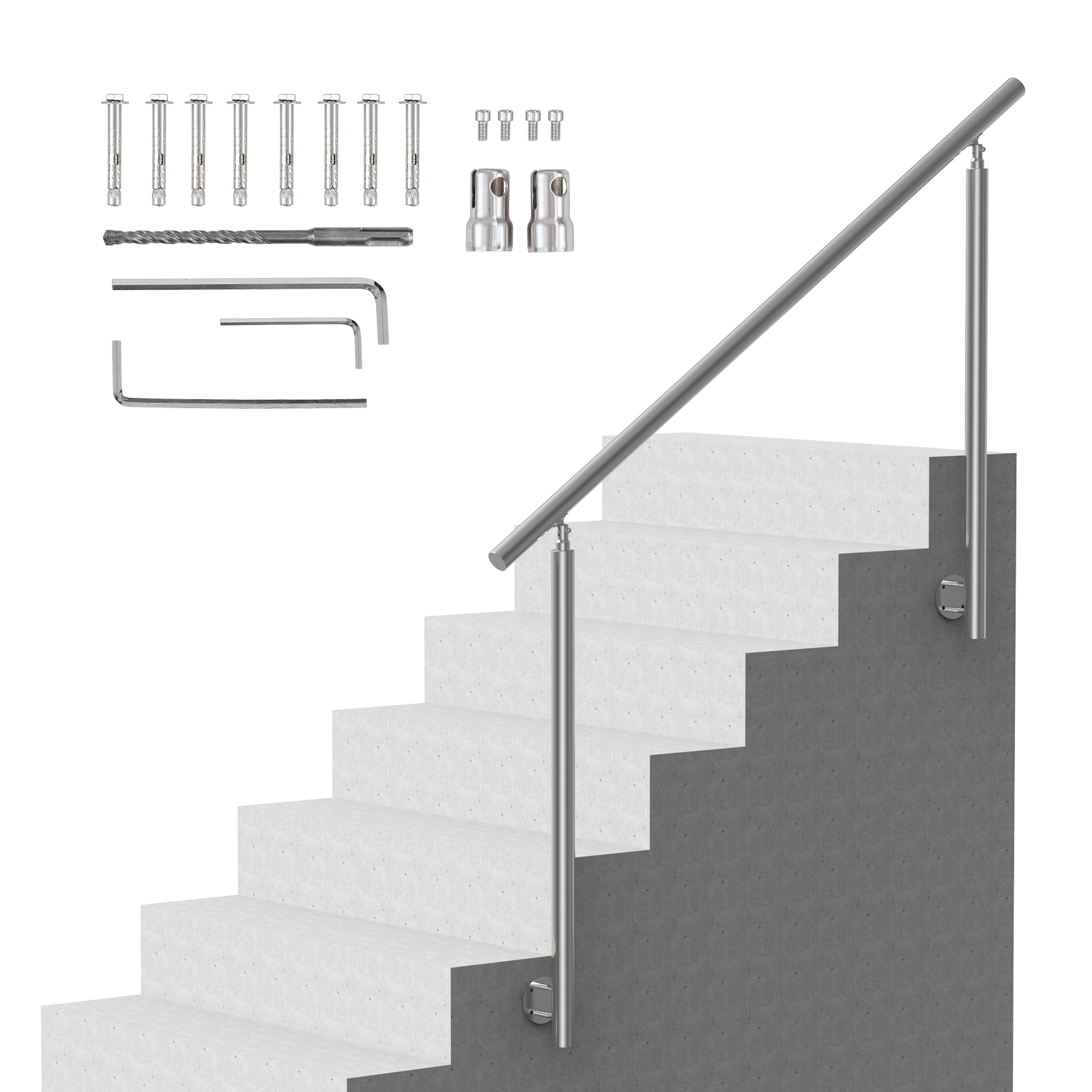 Vevor 59 In Handrails For Outdoor Steps Staircase For Porch Deck Side-mount