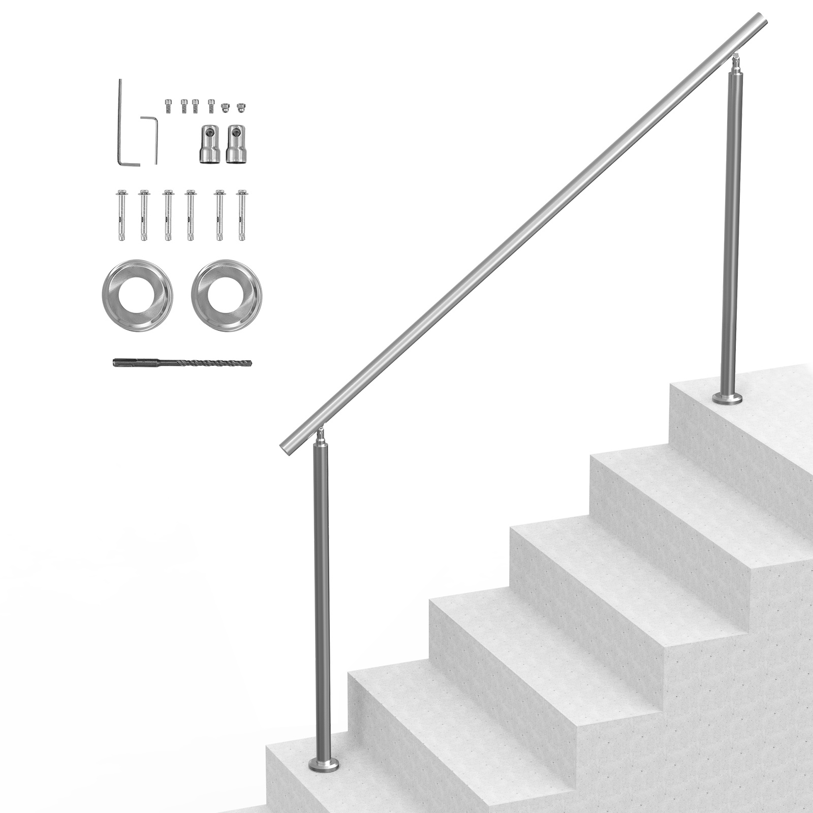 Vevor 70.9 In/180cm Handrails For Outdoor Steps Staircase Seniors Porch Deck