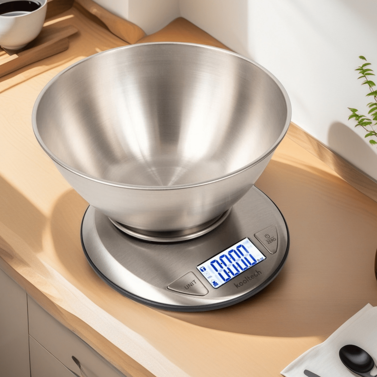 TEMU Báscula de cocina digital 5000g/1g con Bol de Acero Inoxidable | digital con pantalla LCD Retroiluminada, Sensor de Precisión, Función y ,
