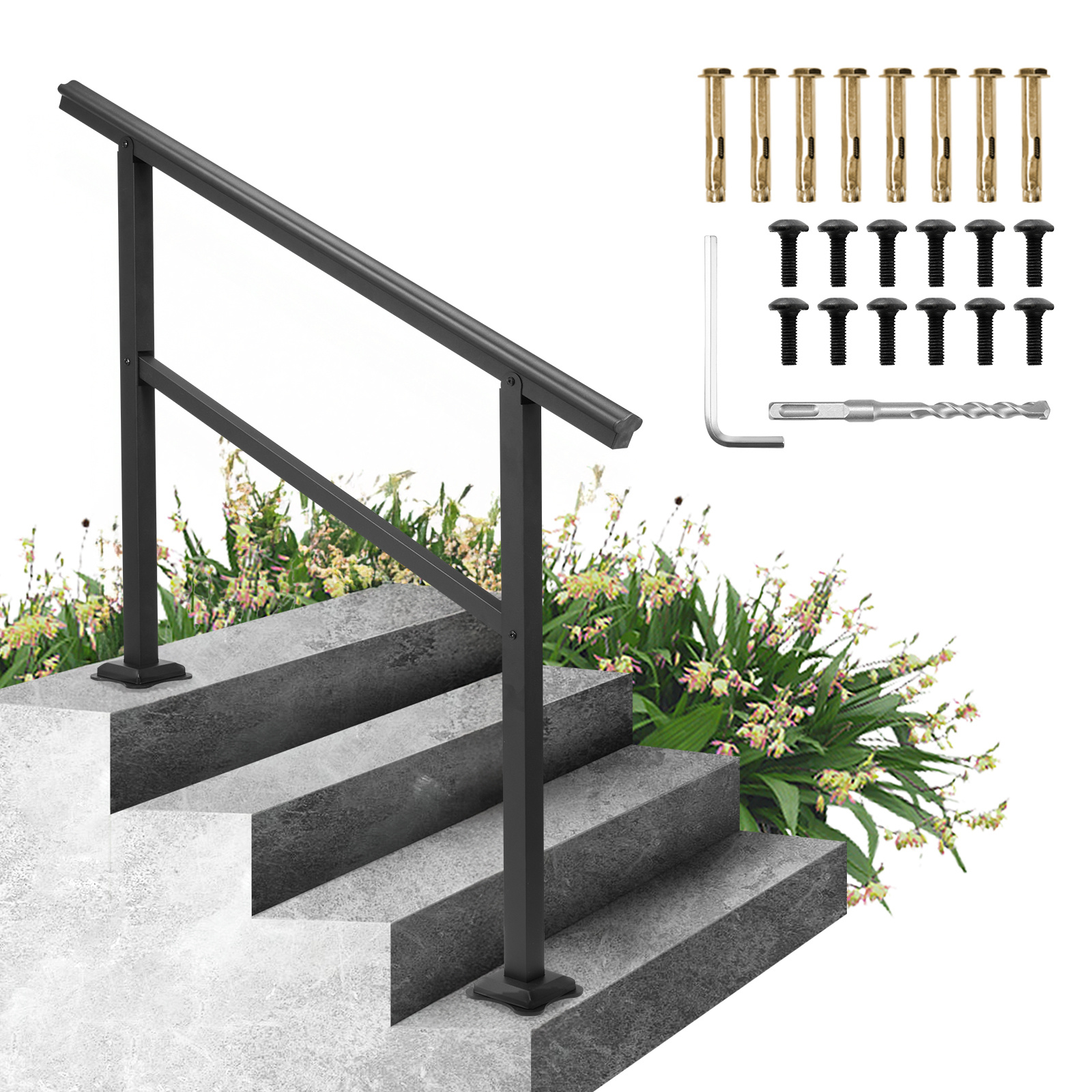 TEMU VEVOR Rail De Main Bannister Escaliers Extérieurs 48X35.5 Pouces Rail De Main Extérieur Barrière D'escalier Réglable De 0 À 45 Degrés Rail De
