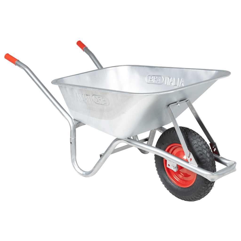 Image of Vidaxl Wheelbarrow 90 Kg Galvanized Steel And Plastic, Plastic Wheelbarrow, Garden Wheelbarrow, Galvanized Wheelbarrow, Heavy-duty Wheelbarrow