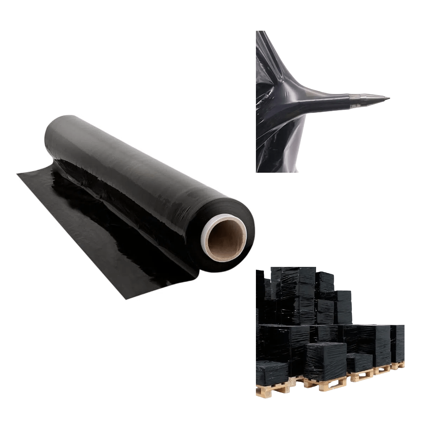 TEMU Rouleau de film noir pour emballage 50 cm x 200 m | Plastique rétractable de 23 microns avec haute résistance et industrielle