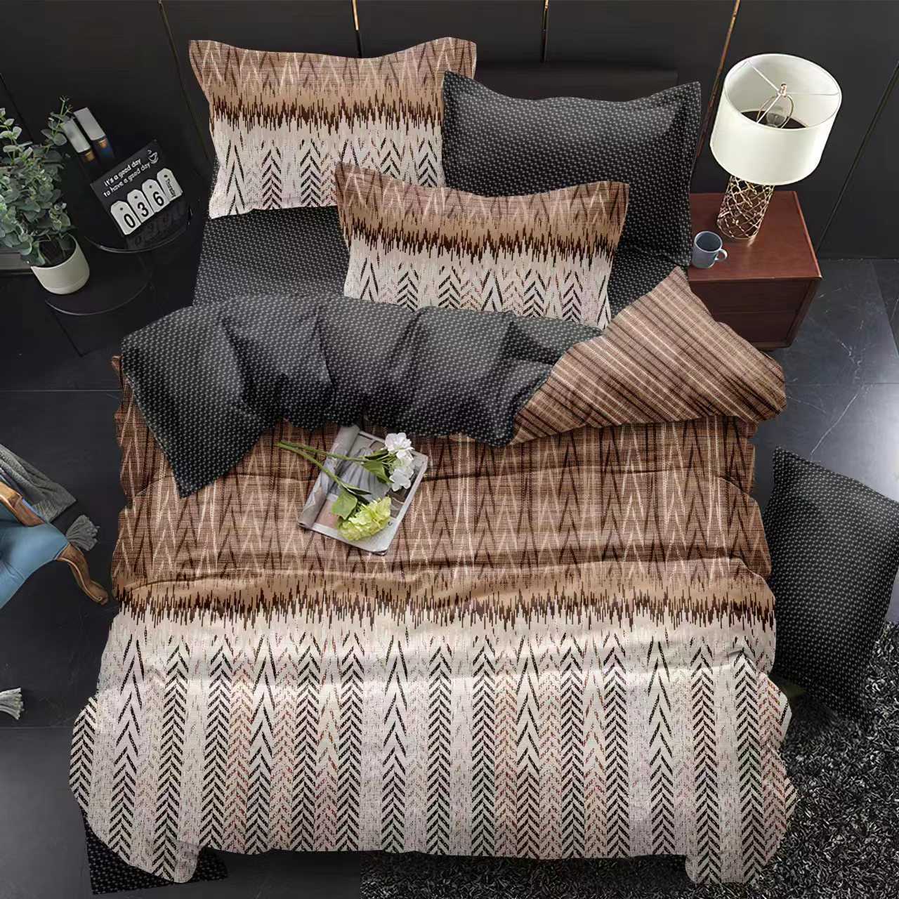 TEMU Wood 3pcss Bedding Set - 3pcss Bedding, Bedding Set, Wood Grain Pattern, Brown Bedding Set, Earthy Style Bedding, Dark Bedding, Special Bedding,