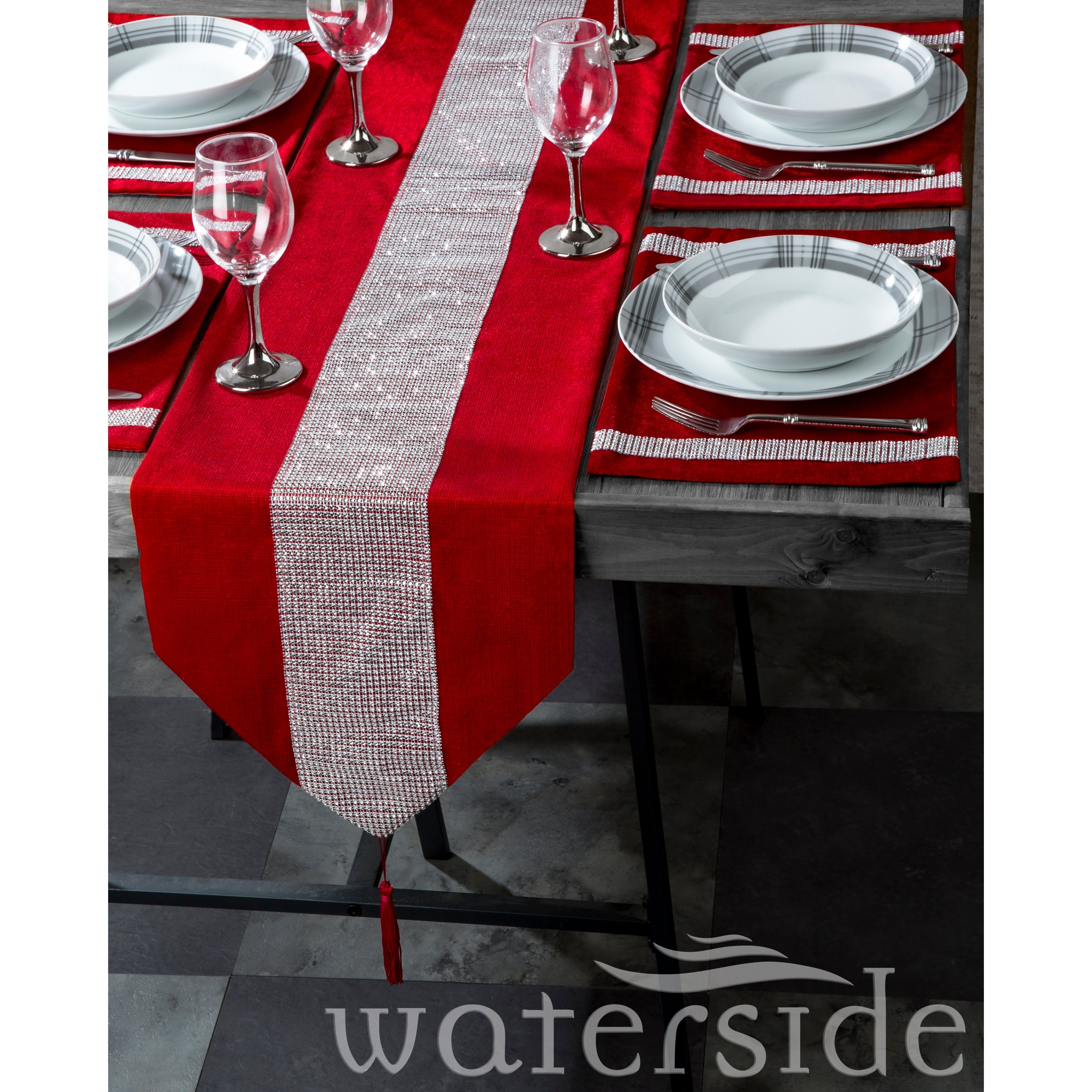 The Waterside Waterside 7 Piece Velvet Diamante Red Runner