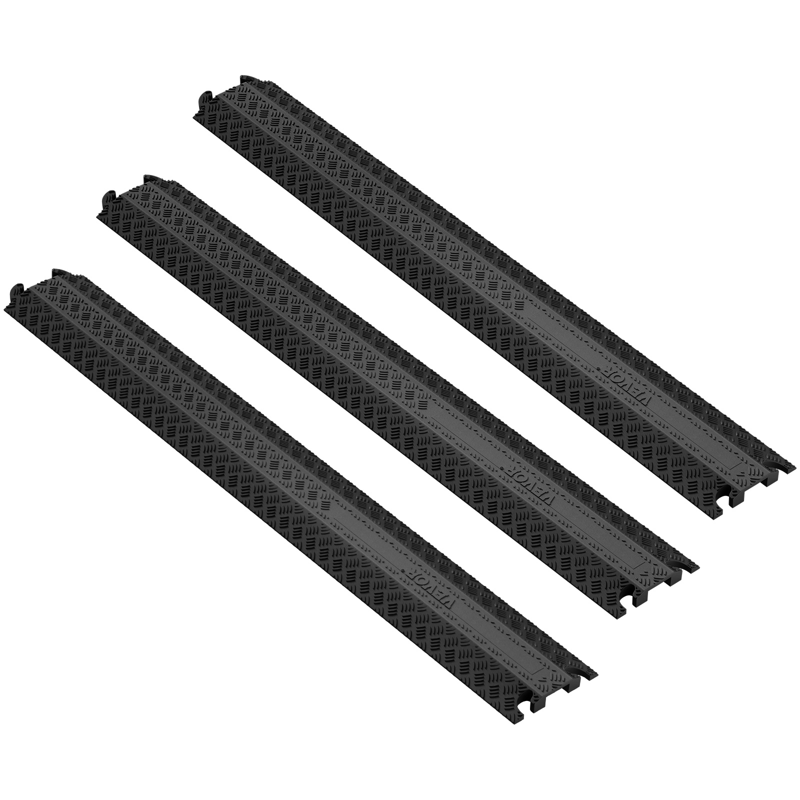 Image of Vevor 3 Pcs Drop Over Cable Cover Ramp, 2,000 Lbs/axle Load Capacity, Heavy Duty Cable Hose Protector Ramp, Floor Cord Cover For High Walking Traffic Areas Indoor Outdoor Home School
