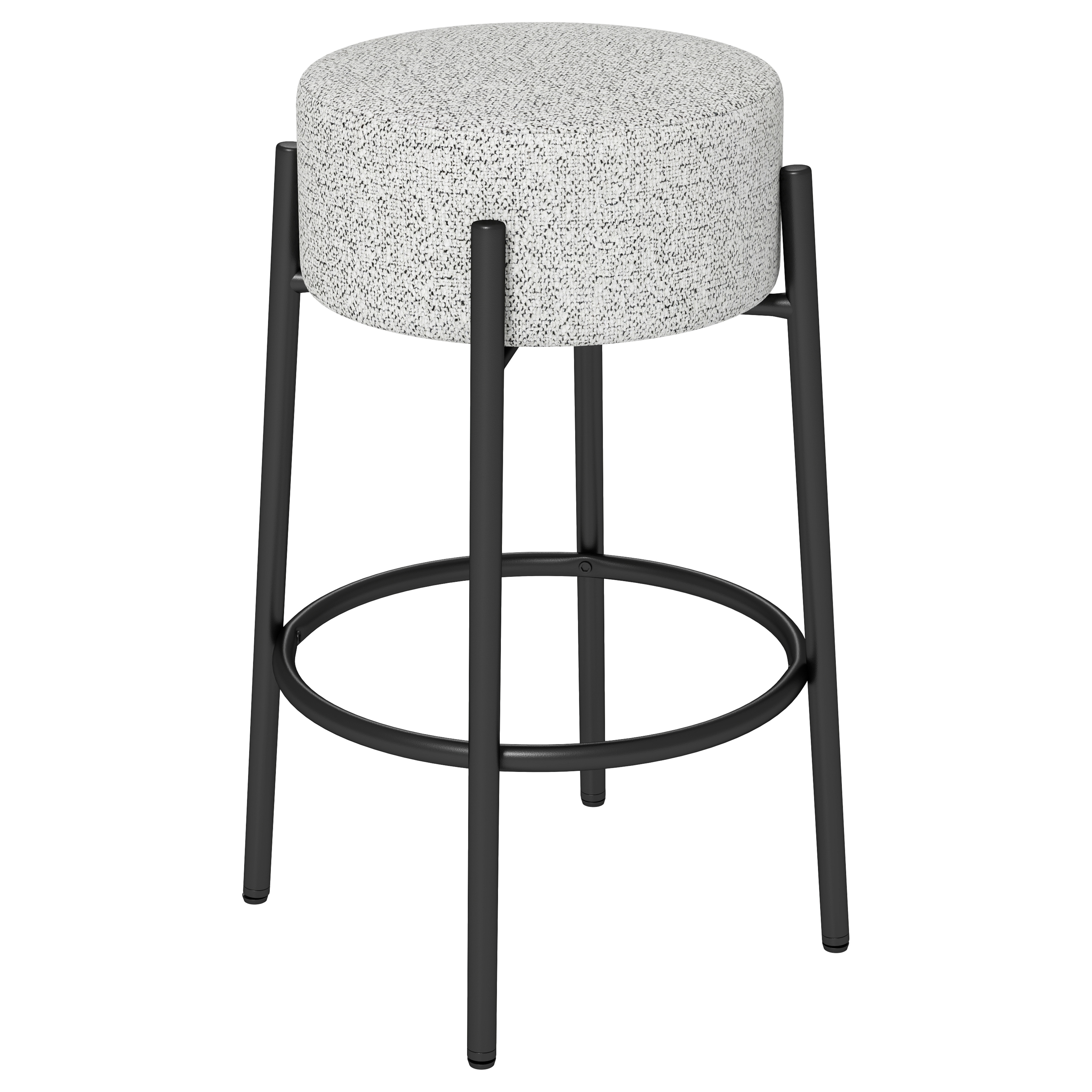 Upholstered Bar Stool, Backless Bar Chair With Footrests, Metal Frame, Adjustable Slides, 150 Kg Load