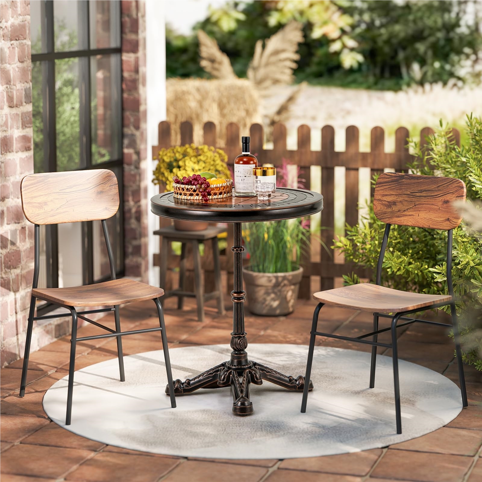 Image of Cast Aluminum Garden Table, Weather-resistant Balcony Table, Terrace Table, Round Bistro Table For Garden, Backyard, Balcony, 60.5 X 60.5 X 73 Cm