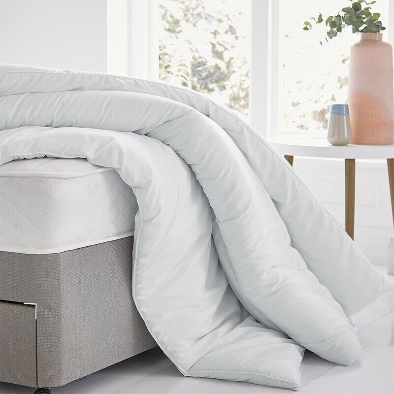 BEST HOTEL QUALITY DUVET QUILT POLYPROPYLENE OUTER COVER PLYSTER FILLED SINGLE DOUBLE KING SUPER-KING ALL SIZE 4.5 10.5 13.5 15 TOG WHITE DUVET WINTER WARM EXTRA WARM Striped Breathable King Size Washable White
