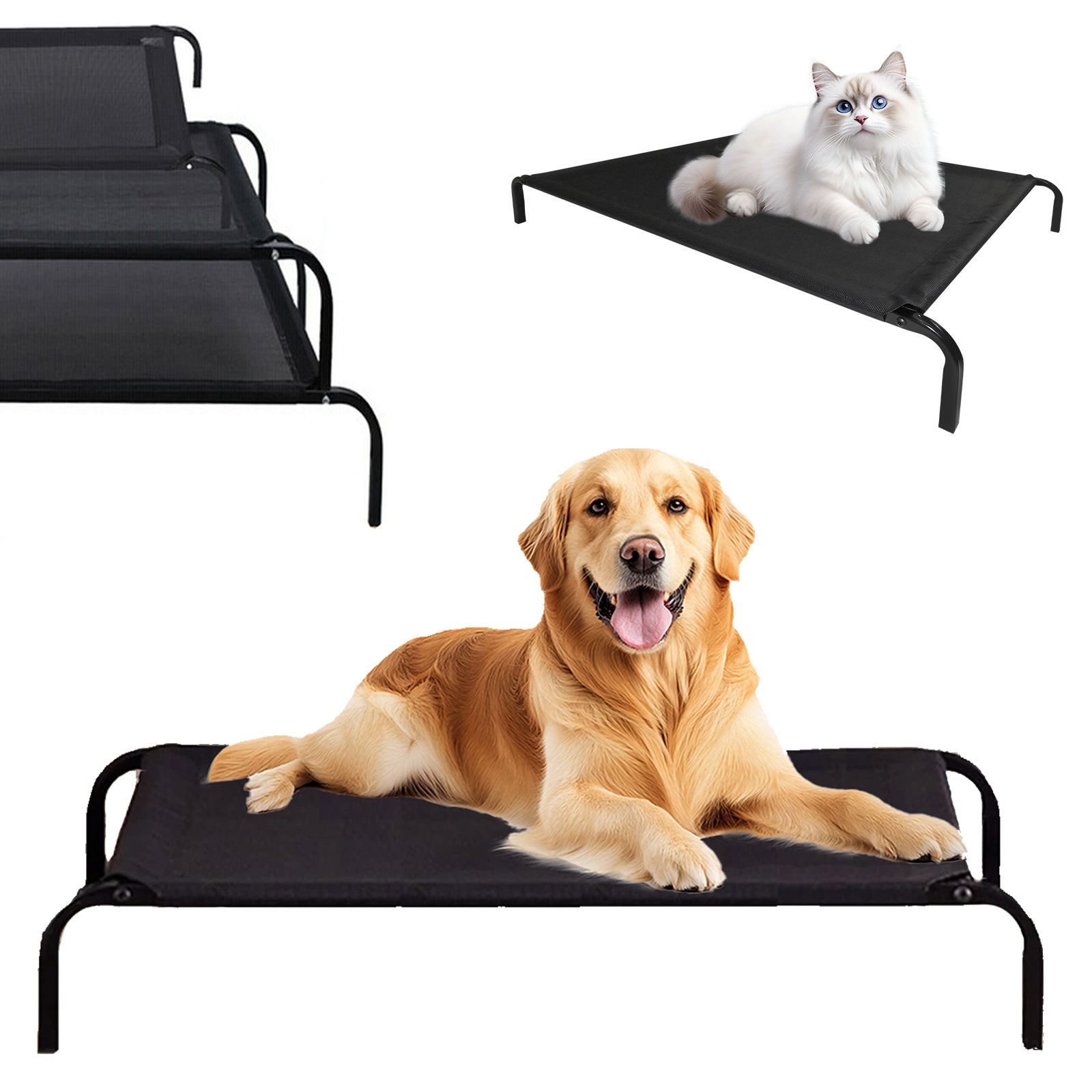 dog bed elevated raised dog bed with no slip rubber feet calming dog bed with washable and breathable solid mesh outdoor dog sofa bed for travel and garden large 114l x 76w x 15h cm