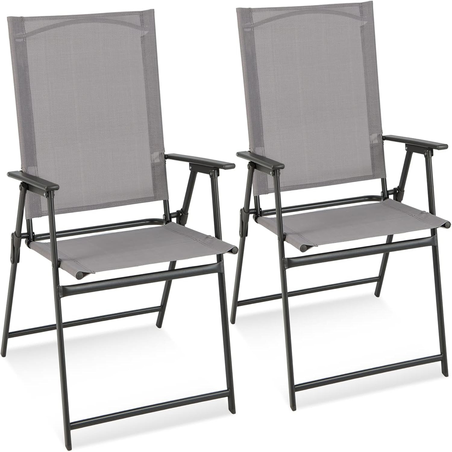 2 Sets Garden Chair, Folding Balcony Chair With High Backrest And Stable Metal Frame, Folding Chair