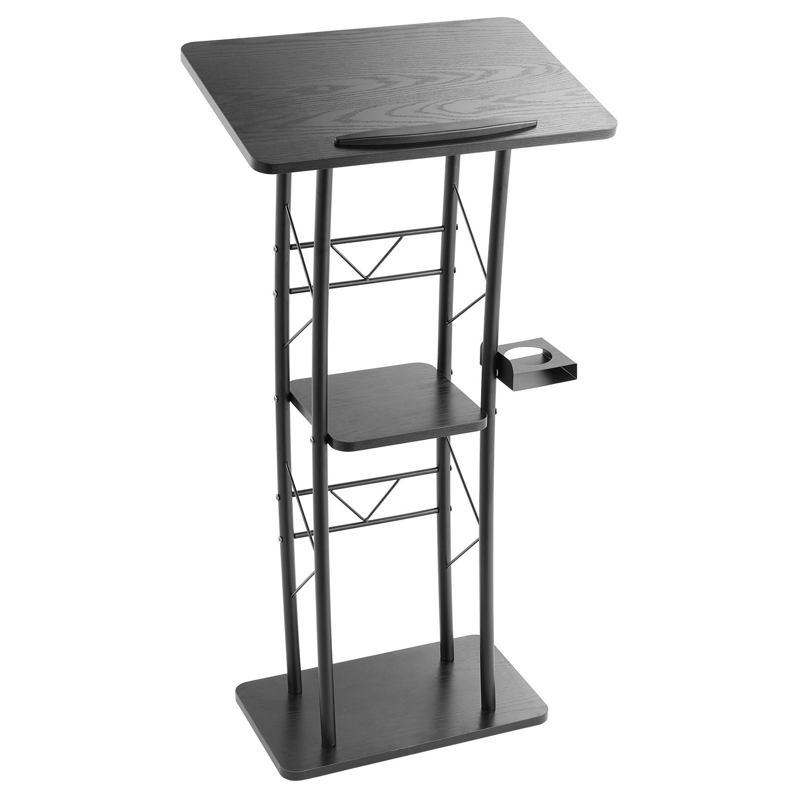 Vevor Podium Stand 47 In Curved Metal Lectern Storage Shelf Classroom Wedding