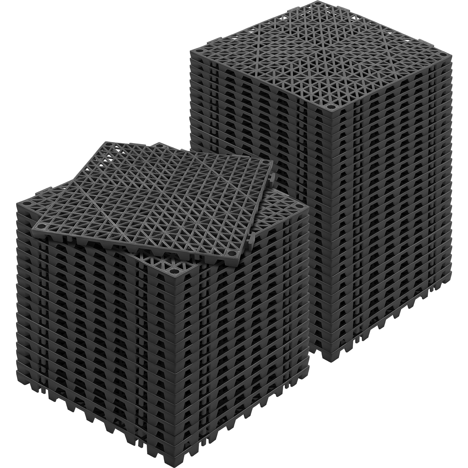 Vevor Modular Interlocking Cushion, 50 X 30 Cm Splicing Drainage Mats, Soft Pvc Interlocking Drainage Floor Tiles, Non-slip Drainage Hole For Restroom, Bathroom, Kitchen, Pool, Wet Area, Black