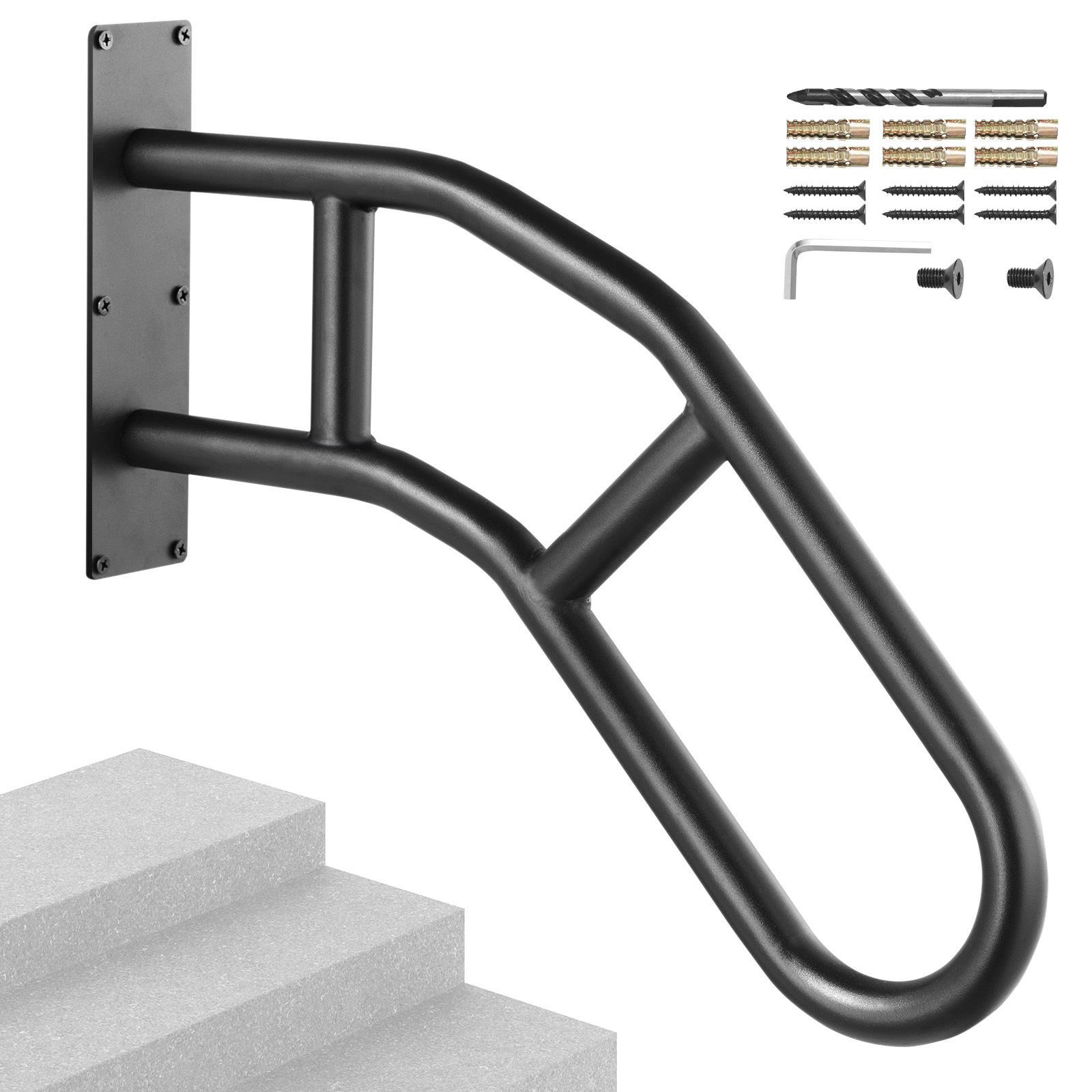 Vevor Handrails For Outdoor Steps 29" Wall Mount Safety Railings For 1-3 Steps