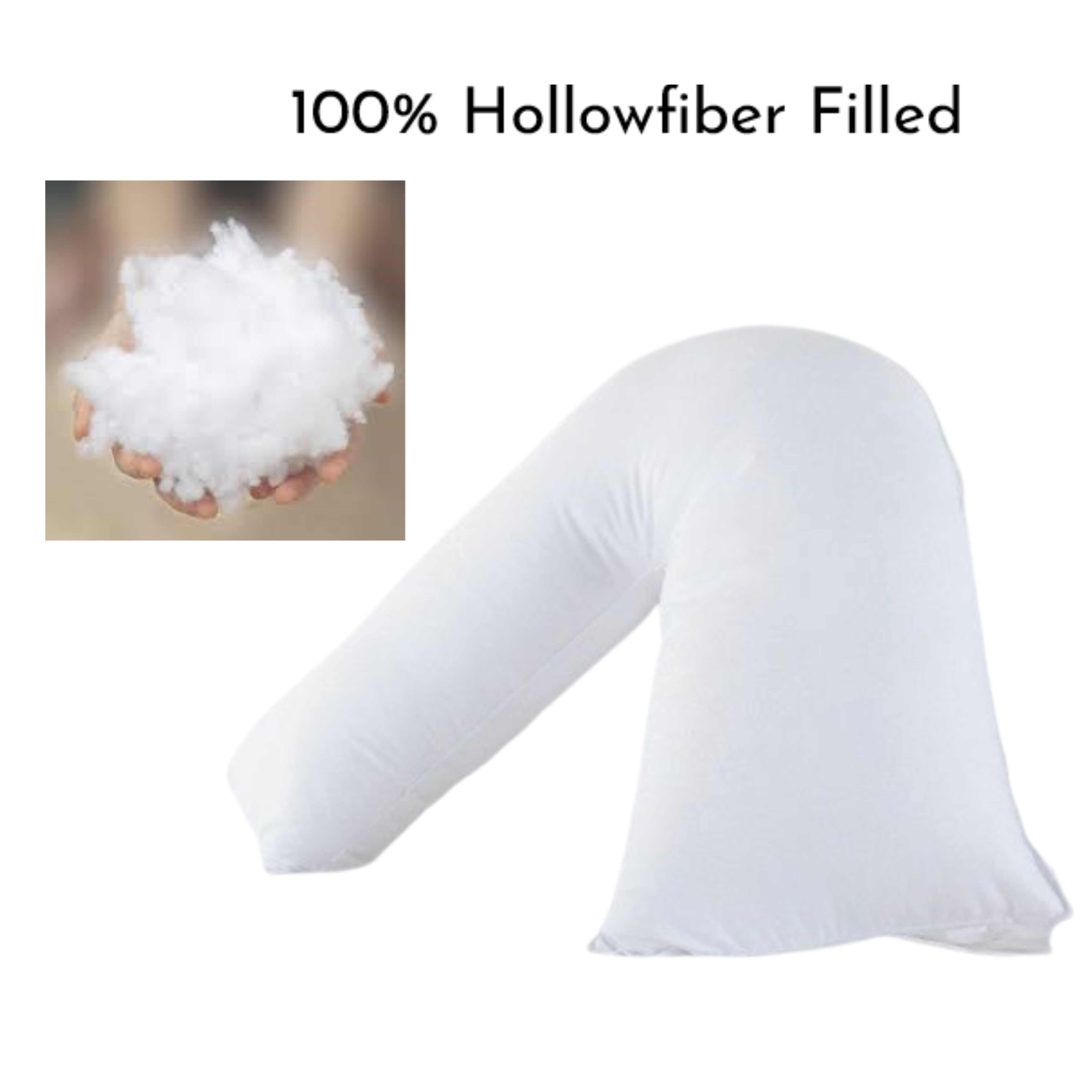 Chilimilii V Shaped Pillow With Free Pillowcase Hollow Fiber Filling for Neck, Back & Head Support 74x34cm