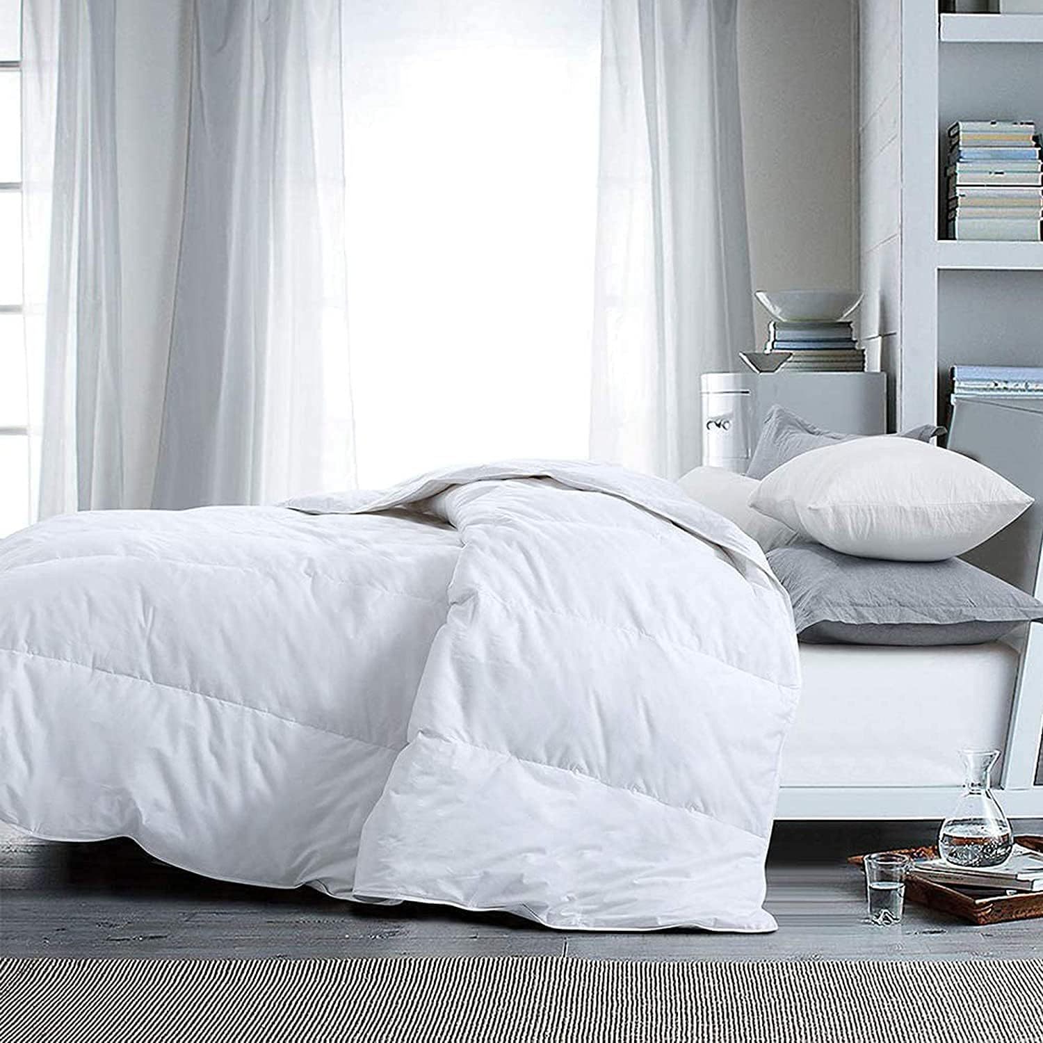 BEST HOTEL QUALITY DUVET QUILT POLYPROPYLENE OUTER COVER PLYSTER FILLED SINGLE DOUBLE KING SUPER-KING ALL SIZE 4.5 10.5 13.5 15 TOG WHITE DUVET WINTER WARM EXTRA WARM Striped Breathable King Size Washable White