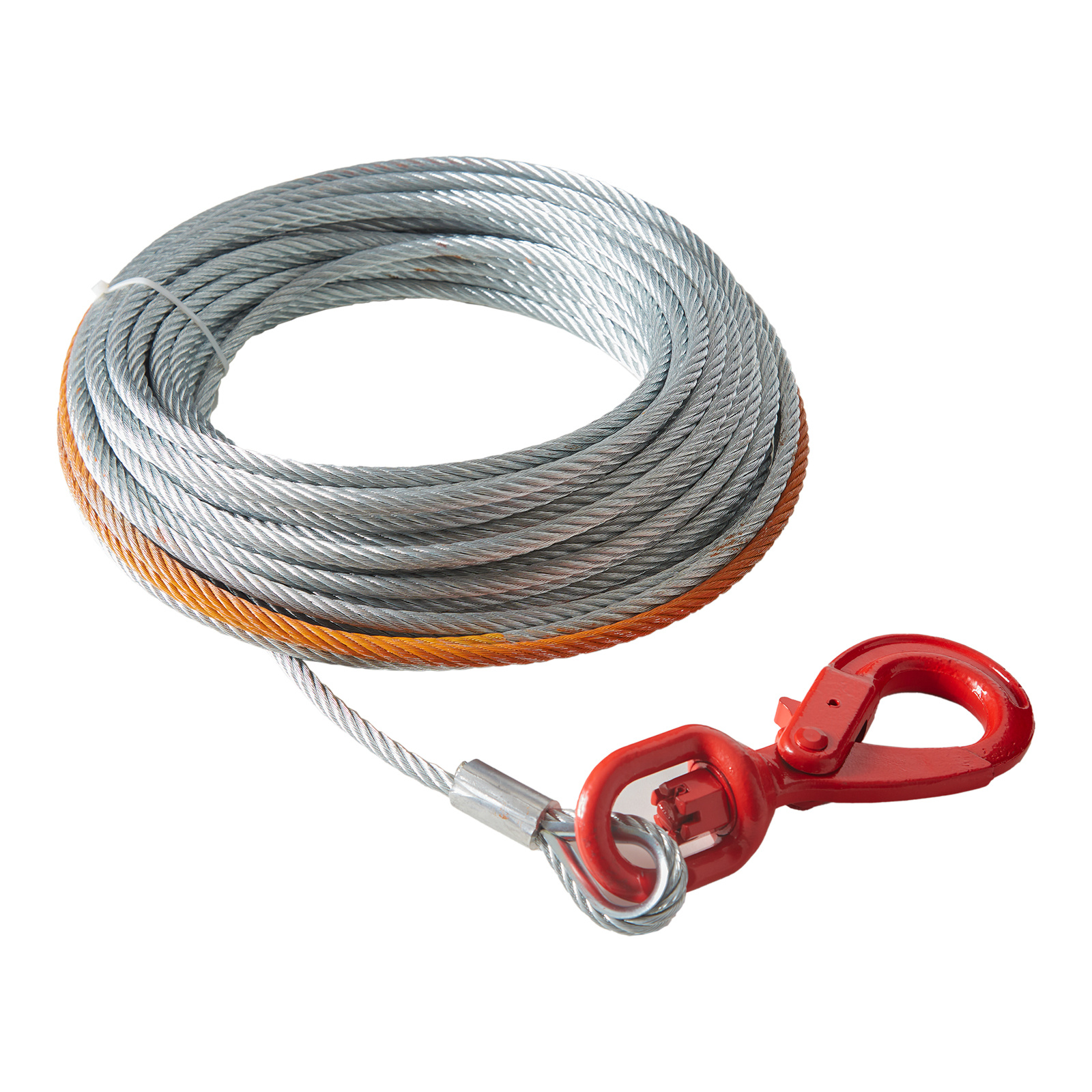 Image of Vevor Galvanized Steel Winch Cable, 3/8 Inch X 100 Feet 15, 200 Lbs Breaking Strength, Wire Winch Rope With Swivel Hook, Towing Cable Heavy Duty, Universal Fit For Suv, Large Off-road Vehicle, Truck