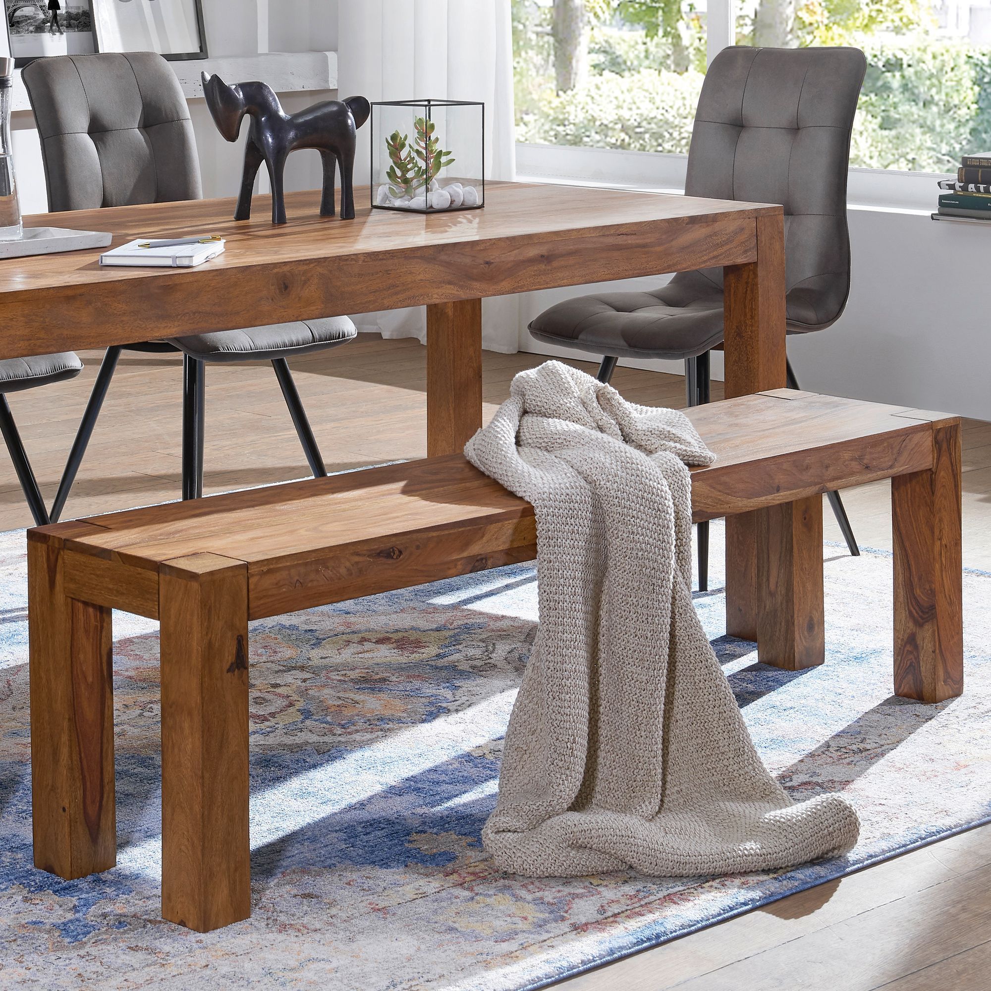 Image of Dining Room Bench Solid Wood 180 X 45 X 35 Cm Wooden Bench Natural Product Kitchen Bench In Country House Style
