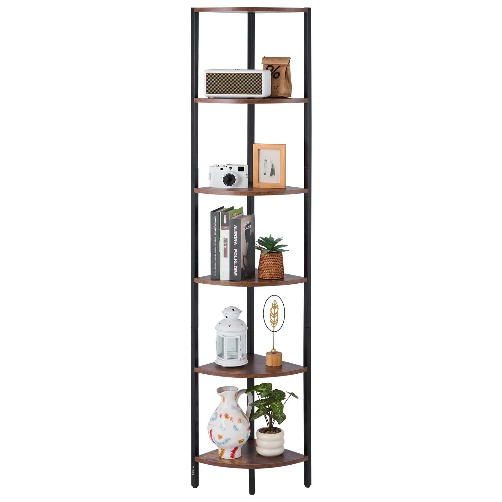 Vevor 6 Tier Corner Shelf Tall Corner Stand With Led Light Narrow Display Rack
