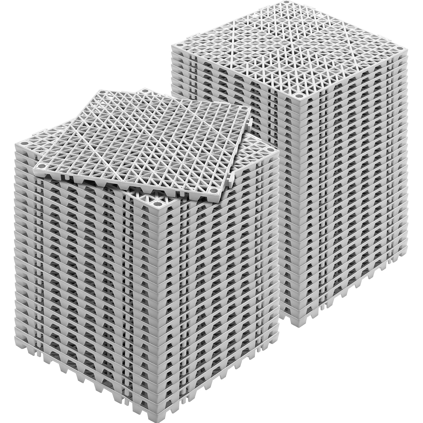 Image of Vevor Modular Interlocking Cushion, 55 X 30 Cm Splicing Drainage Mats, Soft Pvc Interlocking Drainage Floor Tiles, Non-slip Drainage Holes For Restroom, Bathroom, Kitchen, Pool, Wet Area, Gray