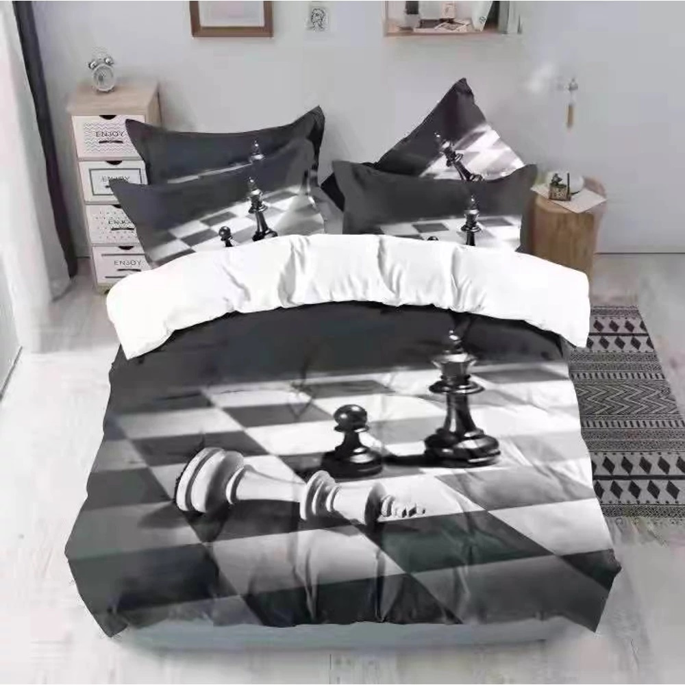 TEMU Chess Checkered 3-piece Bedding Set, Chess Piece Pattern Bedspread, Single Bed Sheet Set, Three-piece Bedding Set, Gift