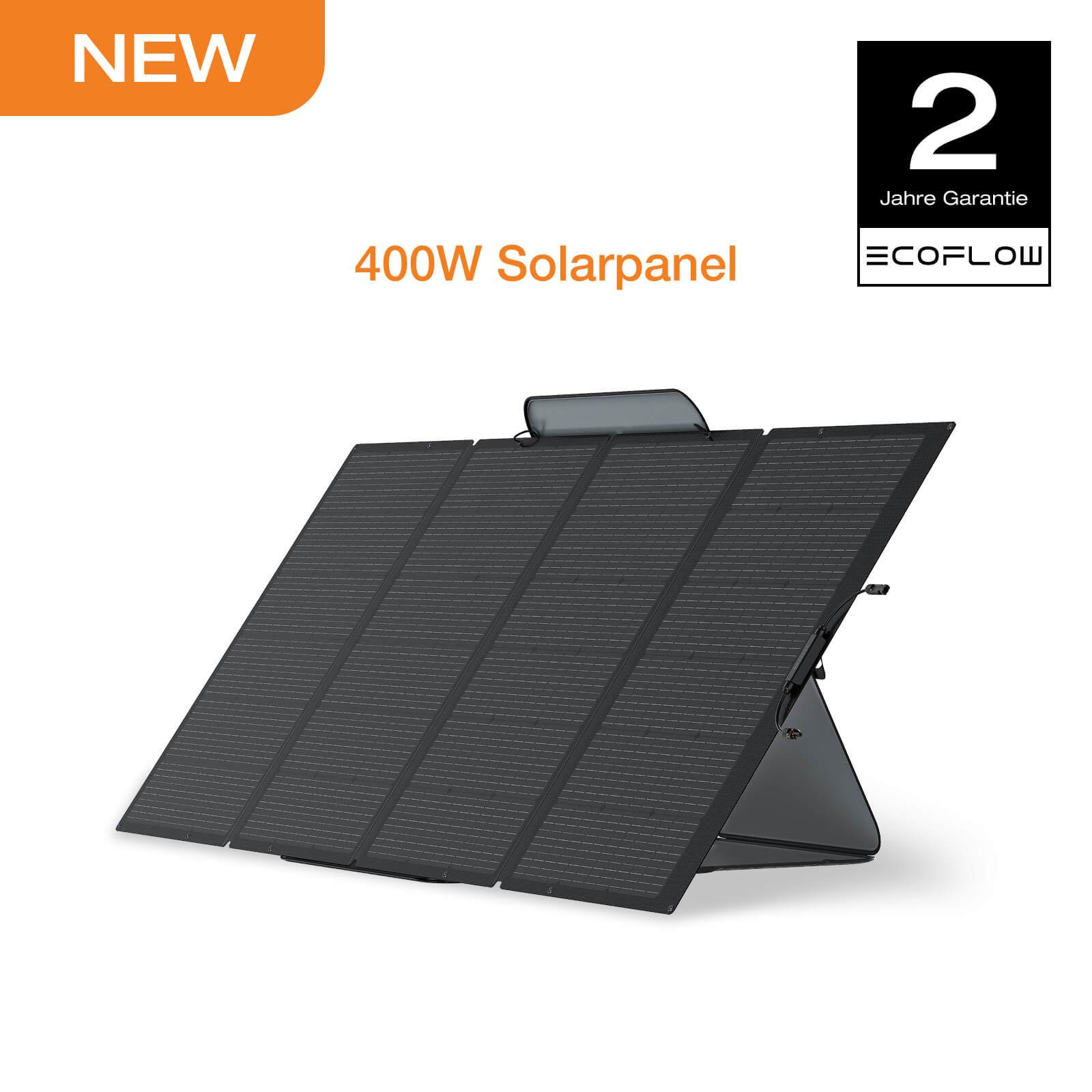 Ef Ecoflow 400w Lightweight Portable Solar Panel, 0% Vat, Bifacial Design, N-type Solar Cell, Up To 25% , Adjustable Stand, Integrated Xt60 Cable, Solar Angle Guide, Ip68 Weatherproof
