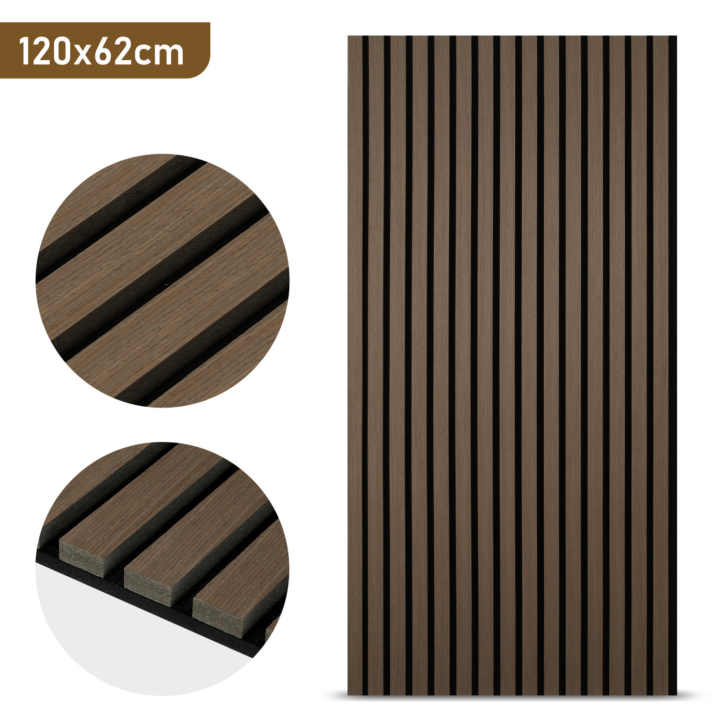Acoustic Panels Wood 120x60cm Grey, Oak Color, Walnut Color,    , High-Quality Wood Veneer &  , Ideal for Studio and Home Interior Decoration with Large Coverage Area