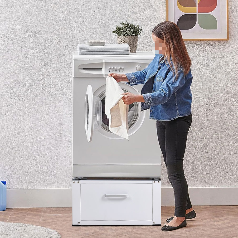 TEMU 1pc Universal Washer Dryer Pedestal Stand - With Non-slip Storage Drawers | Heavy Duty Base Riser For All Standard Machines | Includes