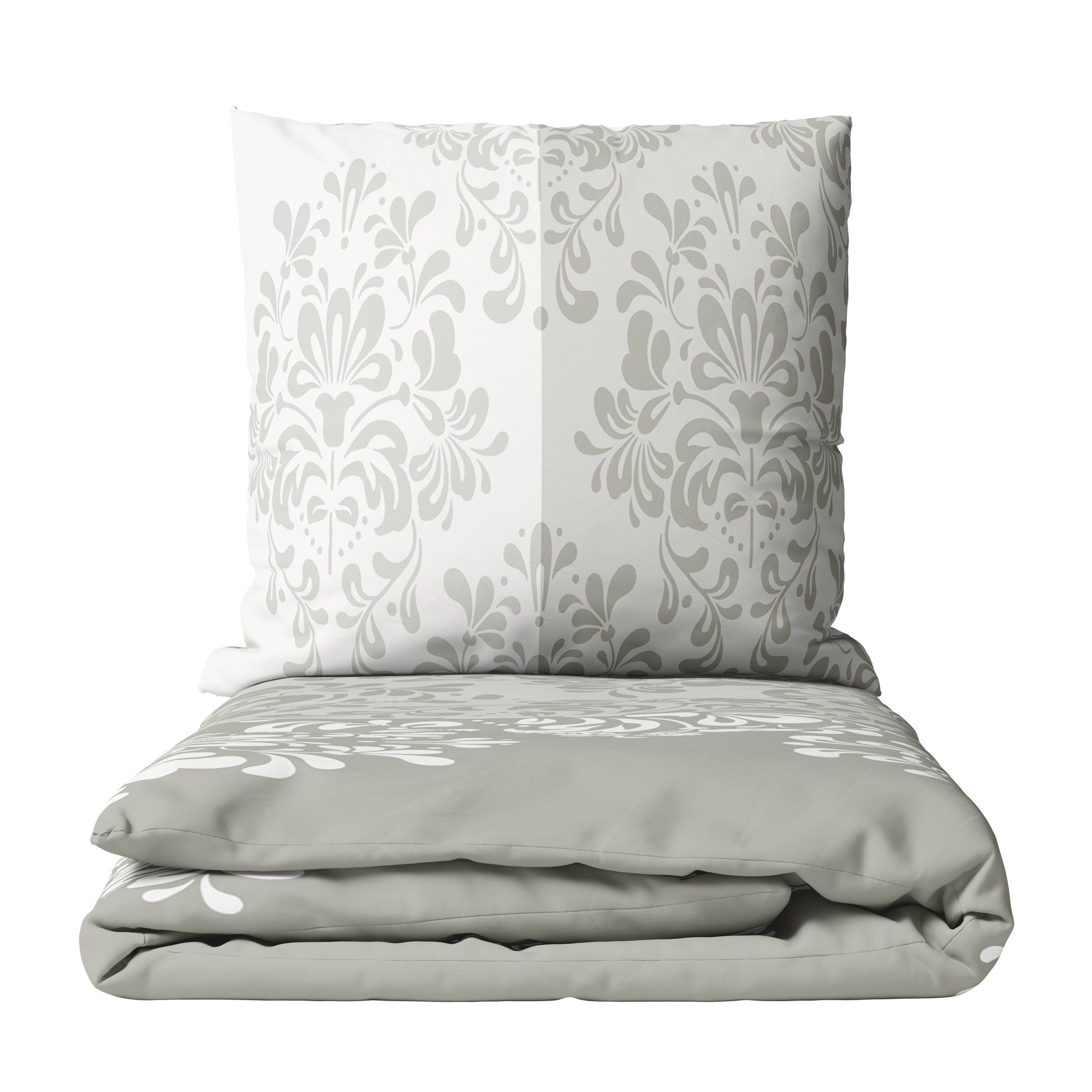 E-shop Winter Biber Bettwäsche aus Baumwolle – Weiche Warme Flanell Bettwäsche in Beige Taupe mit Ornament Muster – Kuscheliger Bettbezug mit