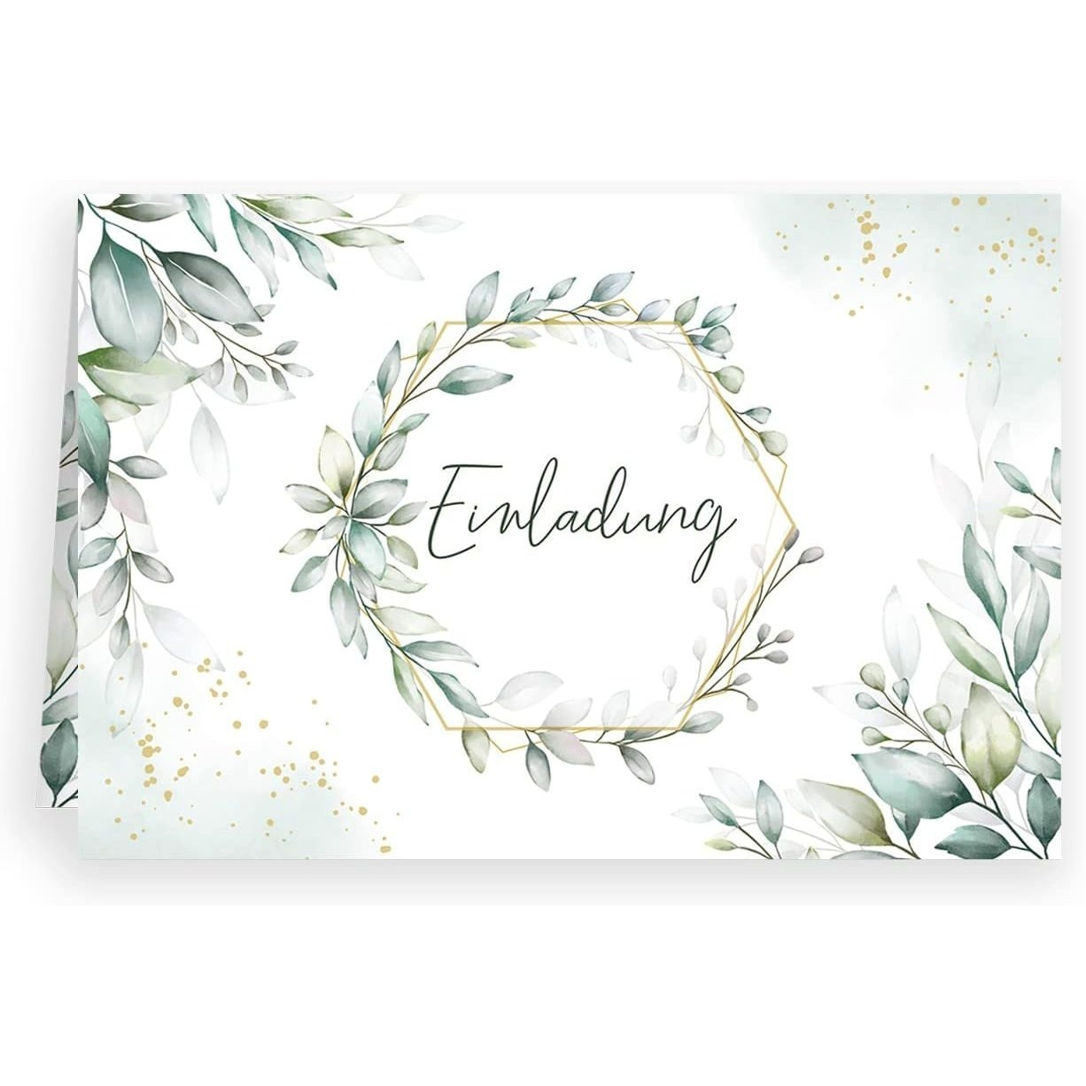 E-shop Klasse Einladungskarten Grün Blätter Aquarell mit Umschlägen Klappkarte Einladung Geburtstag Umschläge elegant Hochzeit Jubiläum Feier 20 30 40