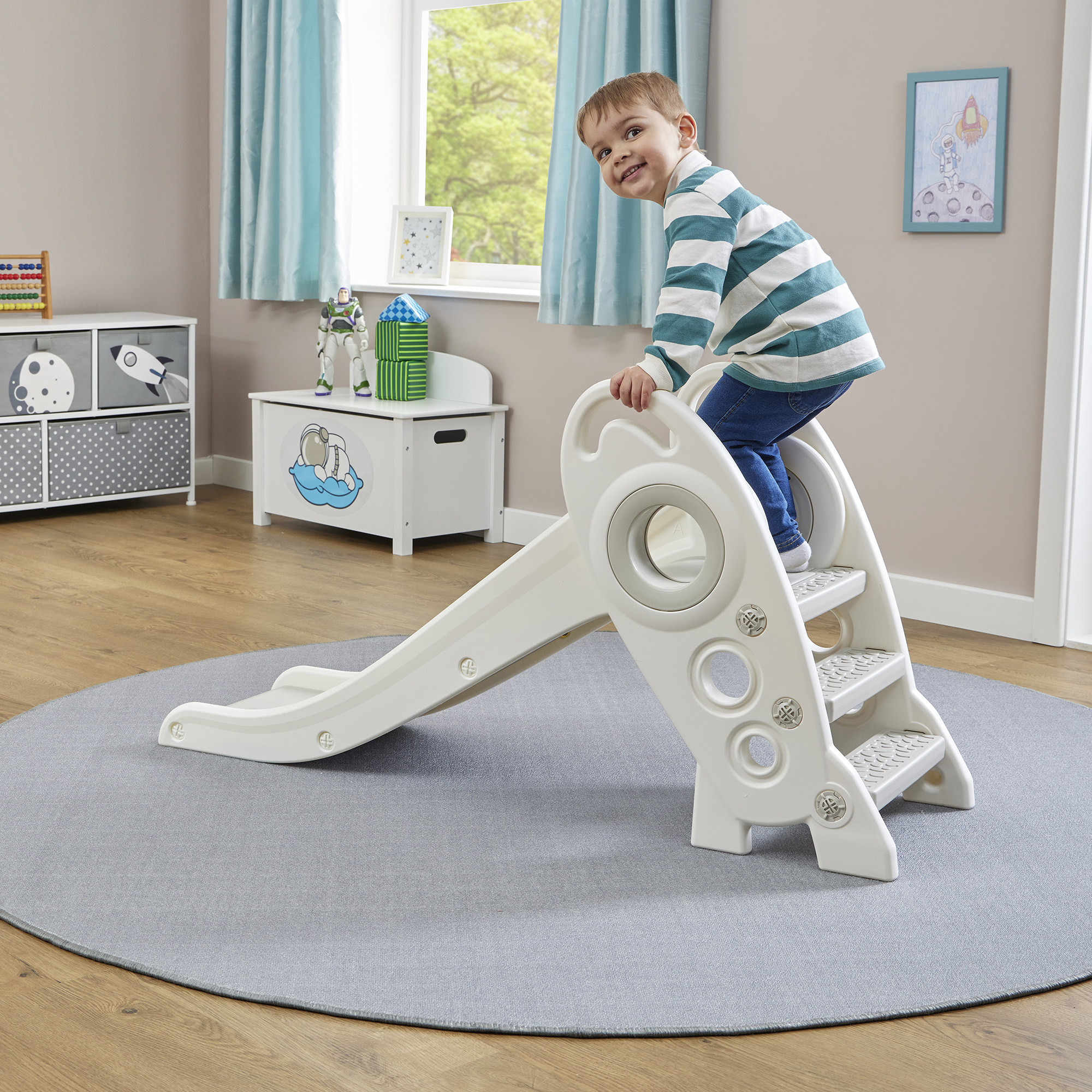 Liberty House Toys Kids Foldable Rocket Slide - Grey, Grey