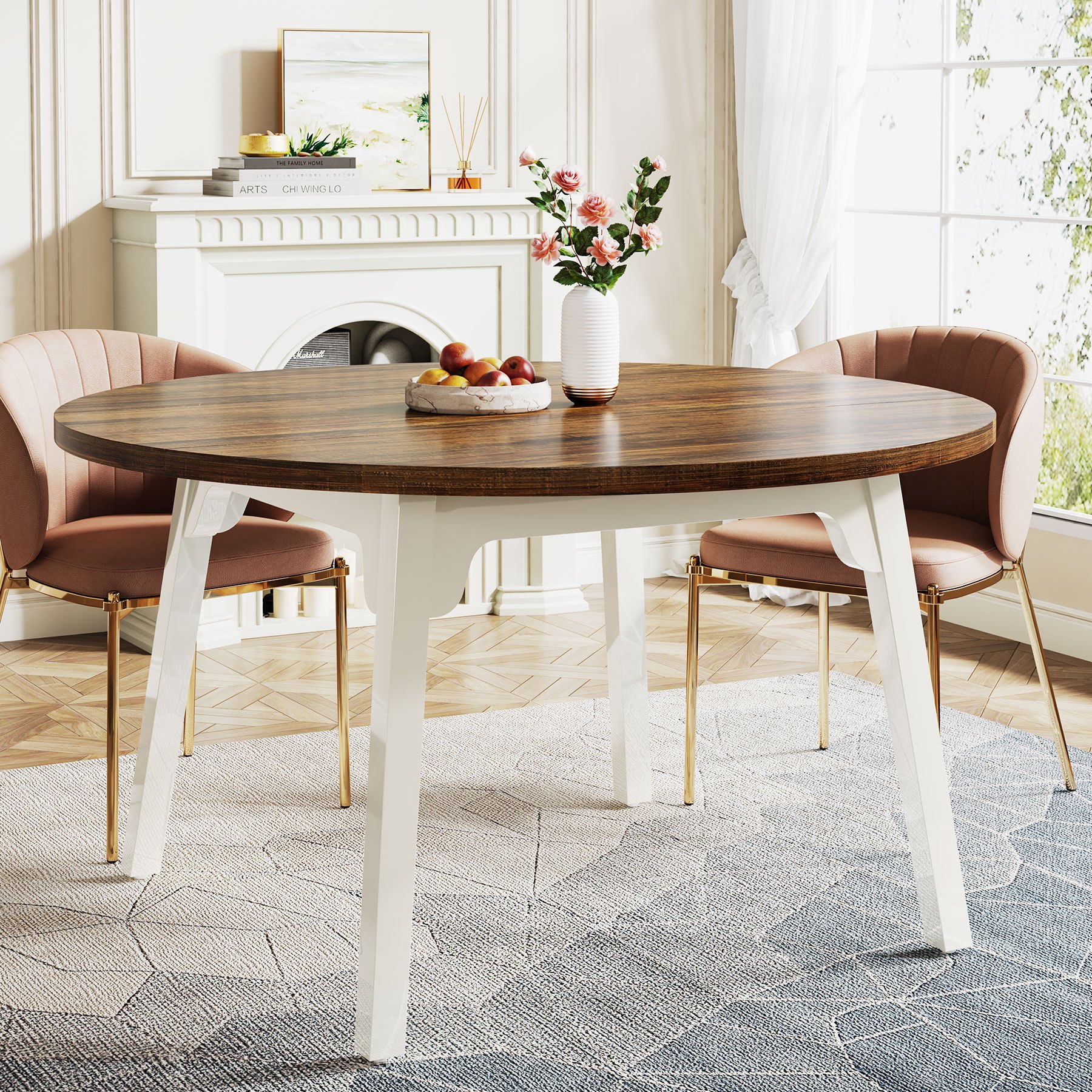 120cm Round Table, Suitable For , Practical Small Dining Table For Home Kitchen, Suitable For Living Room And Kitchen Round Dining Table.