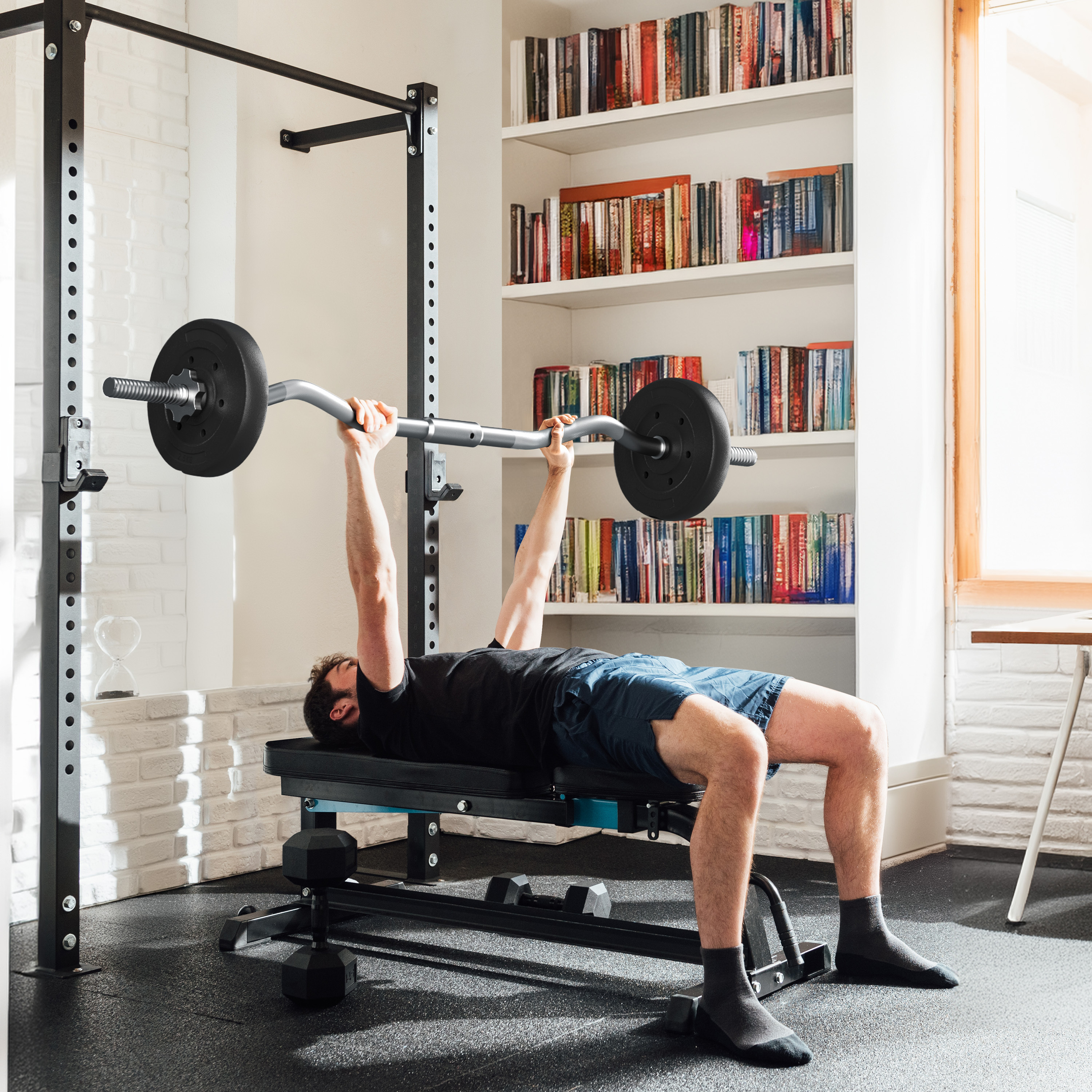 TEMU Costoffs Set Bilanciere Set per Sollevamento Regolabile Barra per Curl Rimovibile con Collare a Stella per l'Allenamento della nella Palestra