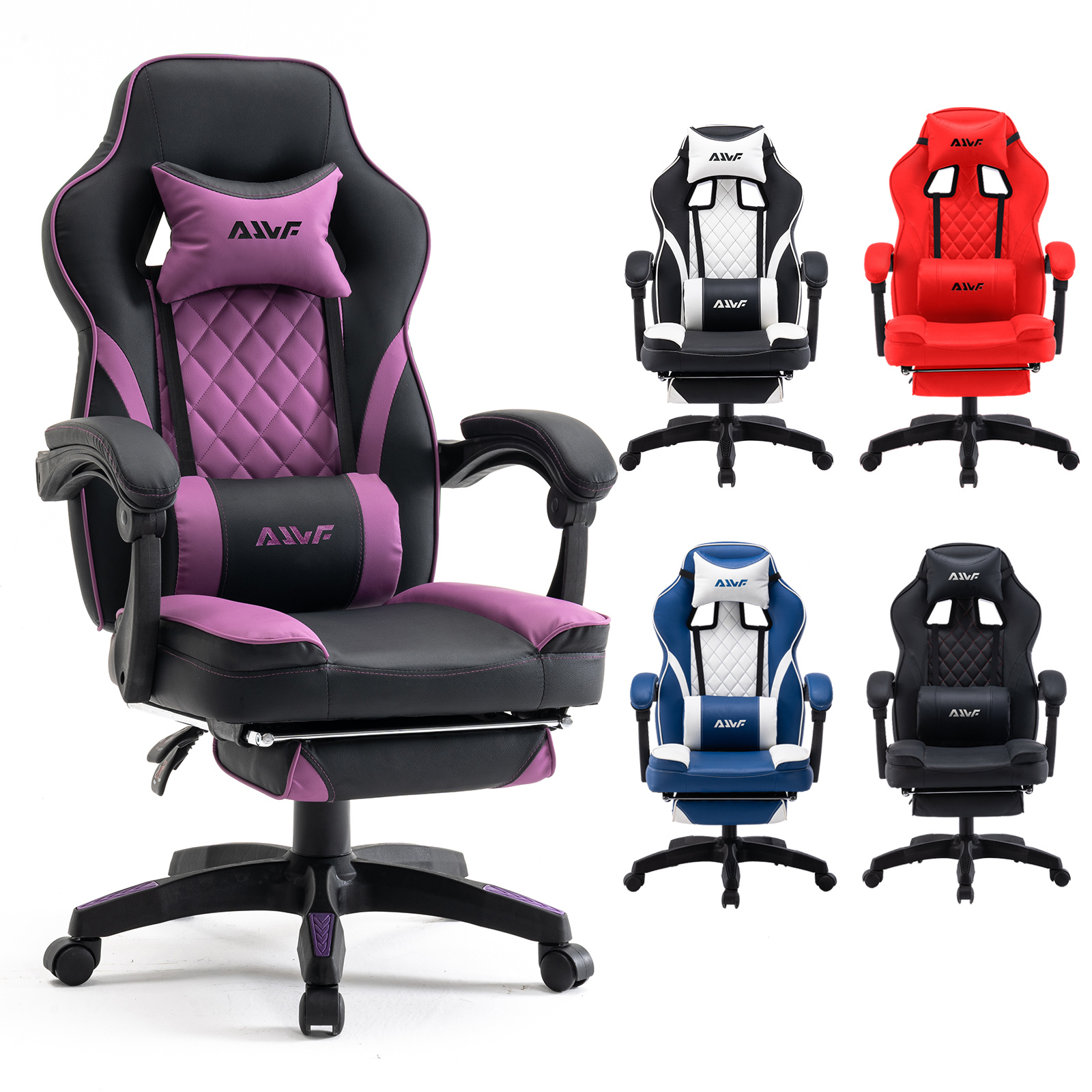 Ergonomische Gamingstoel met Ottomaan Armleuningen - 155° Inversie, Hoge Rugleuning, Verstelbare Hoofdsteun en Armleuningen, Zwart-Wit Design, Gevoerde Zitting voor Kantoor en PC Werkstation, Fashion Avatar X | Soepel Bewegende Wieltjes, Gamingstoel voor Volwassenen