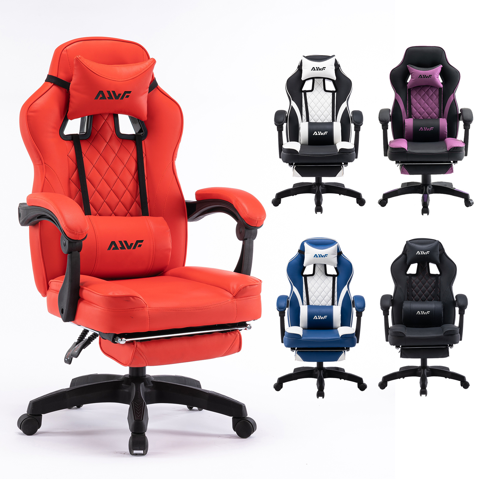 Ergonomische Gamingstoel met Ottomaan Armleuningen - 155° Inversie, Hoge Rugleuning, Verstelbare Hoofdsteun en Armleuningen, Zwart-Wit Design, Gevoerde Zitting voor Kantoor en PC Werkstation, Fashion Avatar X | Soepel Bewegende Wieltjes, Gamingstoel voor Volwassenen