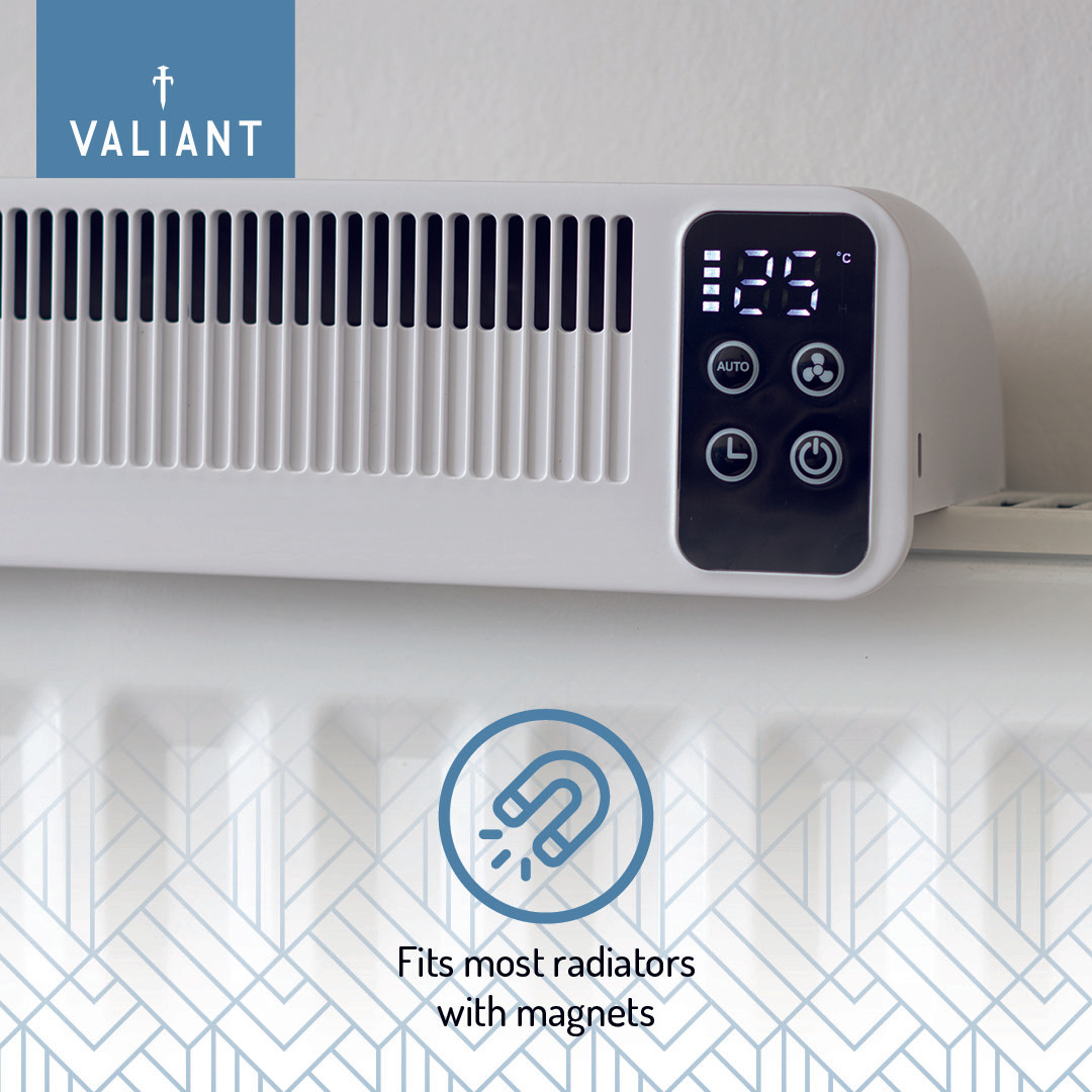 Valiant Radiator Fan – Triple Fan Heat Booster, Quiet, Rechargeable, Magnetic Fit
