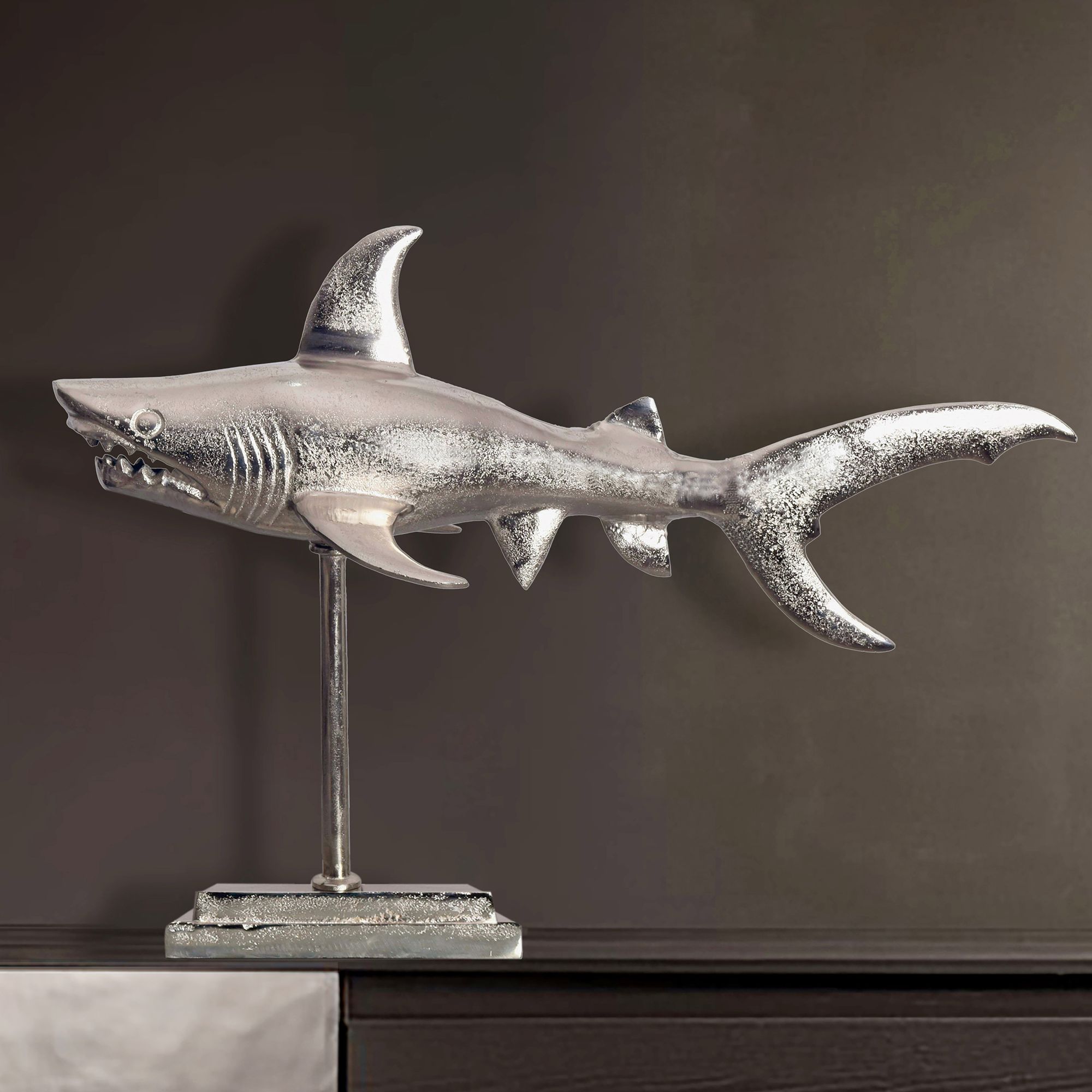 Image of Maritime Aluminum Decorative Figure 70 Cm With Stand, Modern , Table Decor Home Decor Aluminum Decoration, Home Accessory Decoration
